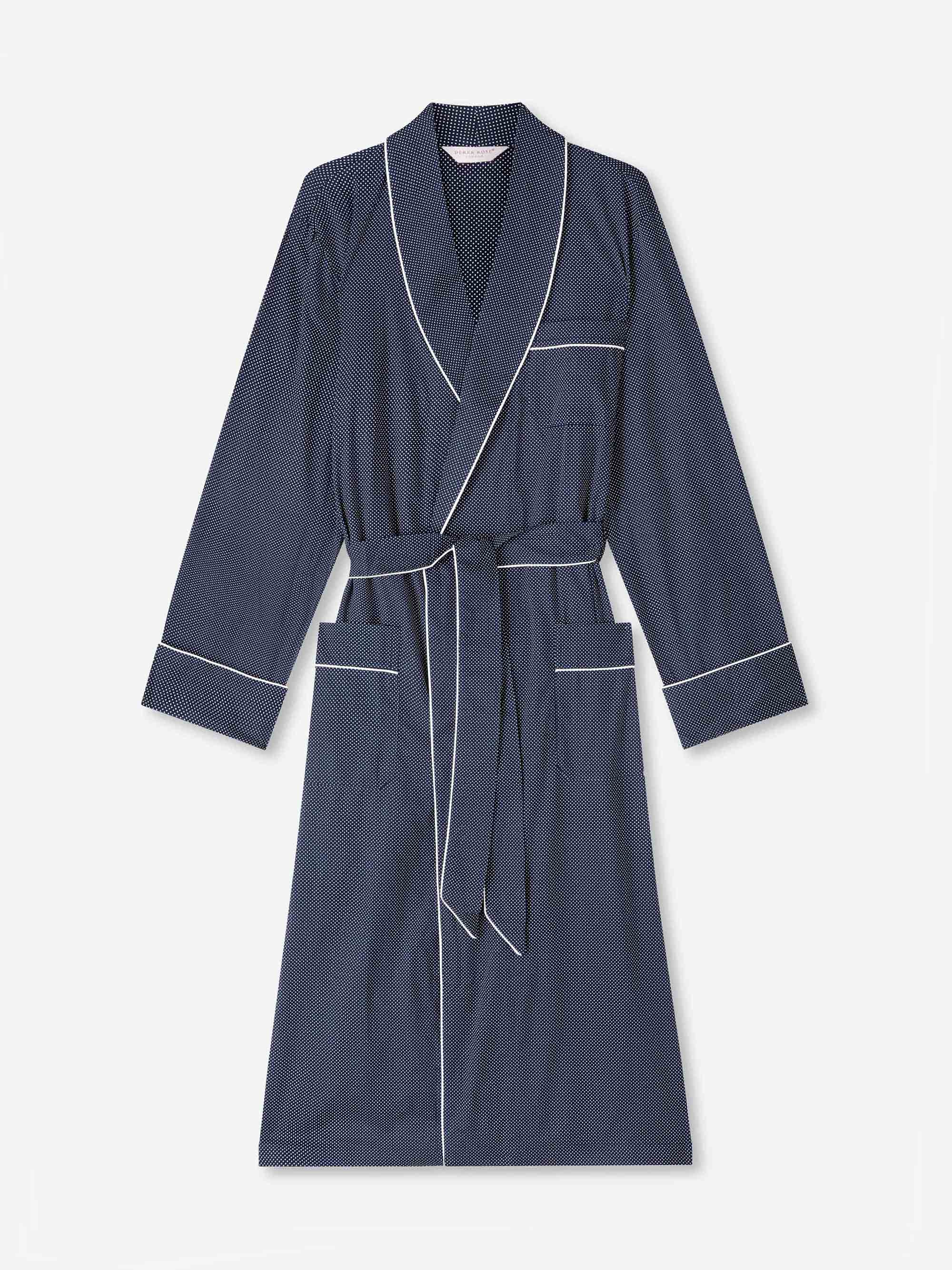 Men's Dressing Gown Plaza 21 Cotton Batiste Navy - 2