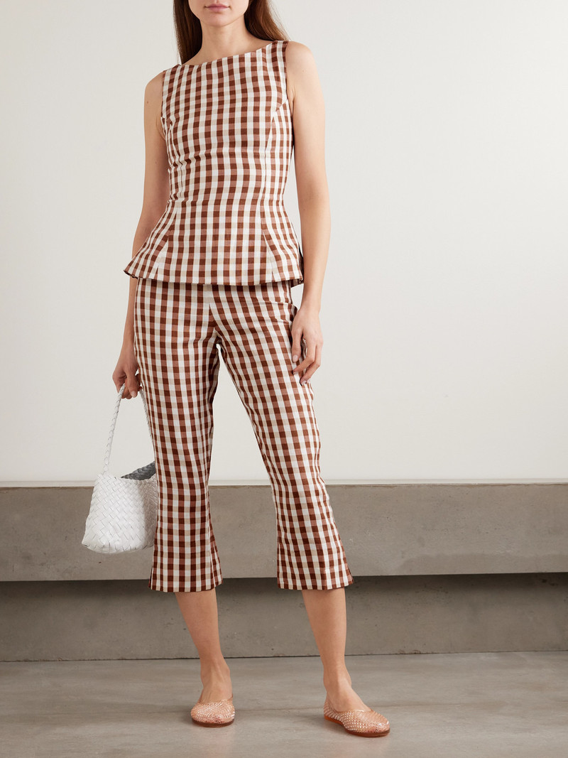 FAITHFULL Valeria Gingham Linen Straight-leg Capri Pants outlook