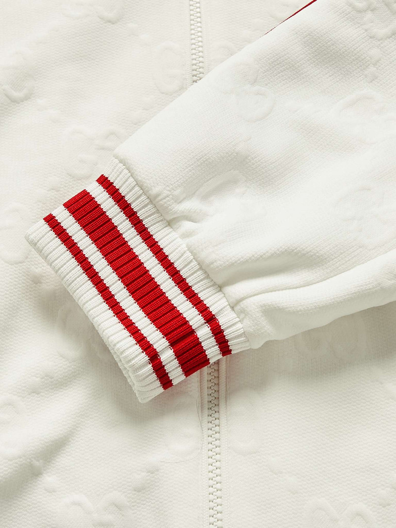 Webbing-Trimmed Jacquard-Knit Hooded Bomber Jacket 3