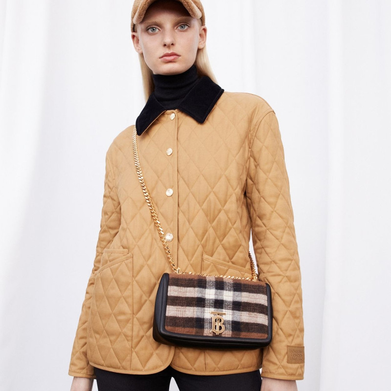 Burberry Small Quilted Check Cashmere Lola Bag outlook