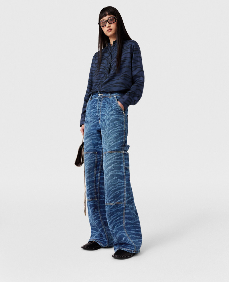 Tiger Pattern High-Rise Straight Leg Cargo Jeans 1