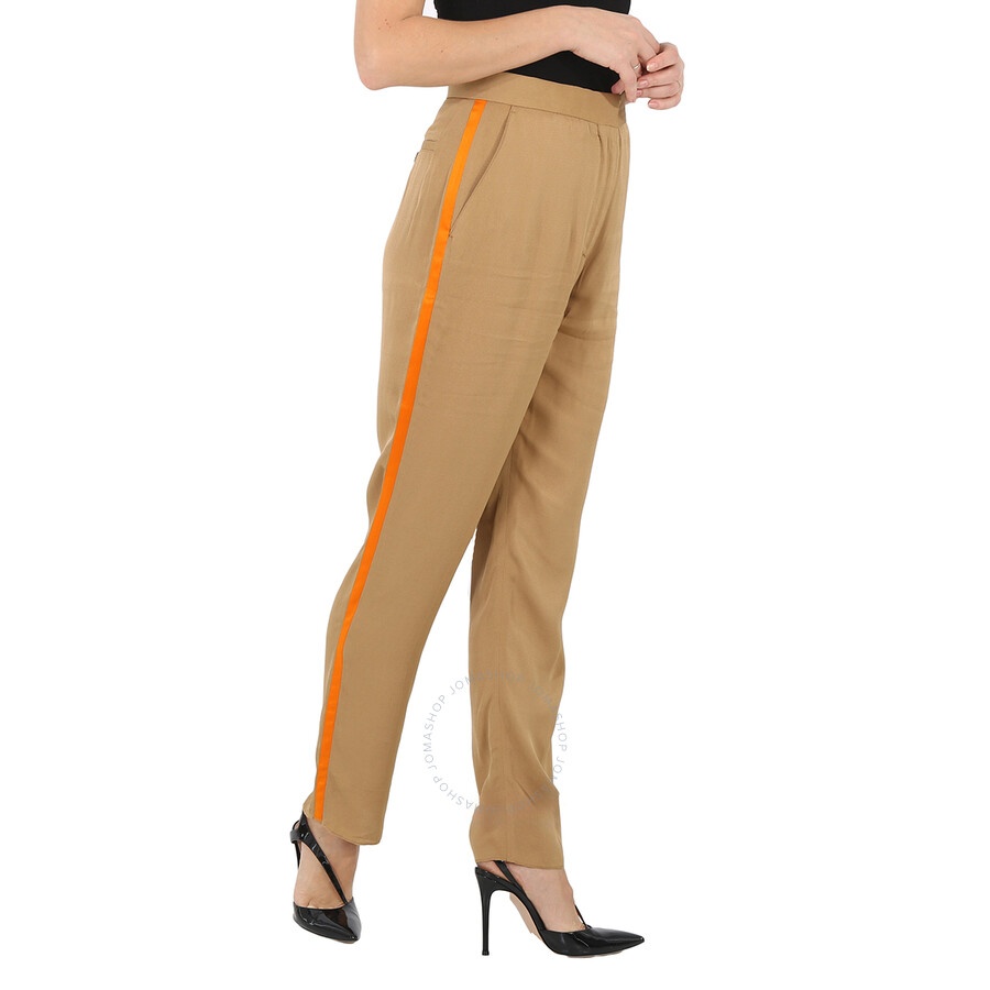 Burberry Satin Stripe Crepe Tailored Trousers In Driftwood - 5