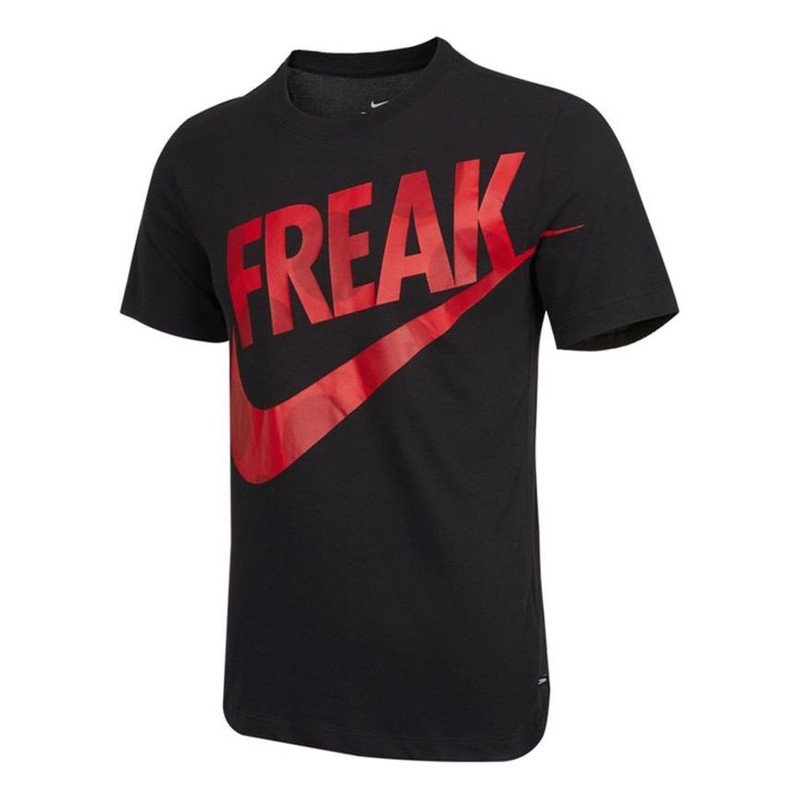 Nike Df Freak Print Ss Te Causual Sports Ventilate Letter Printing Male Black DJ1565-010 - 1