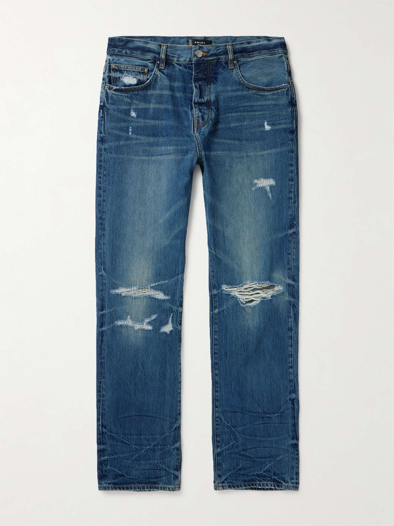 Fractured Straight-Leg Distressed Jeans - 1