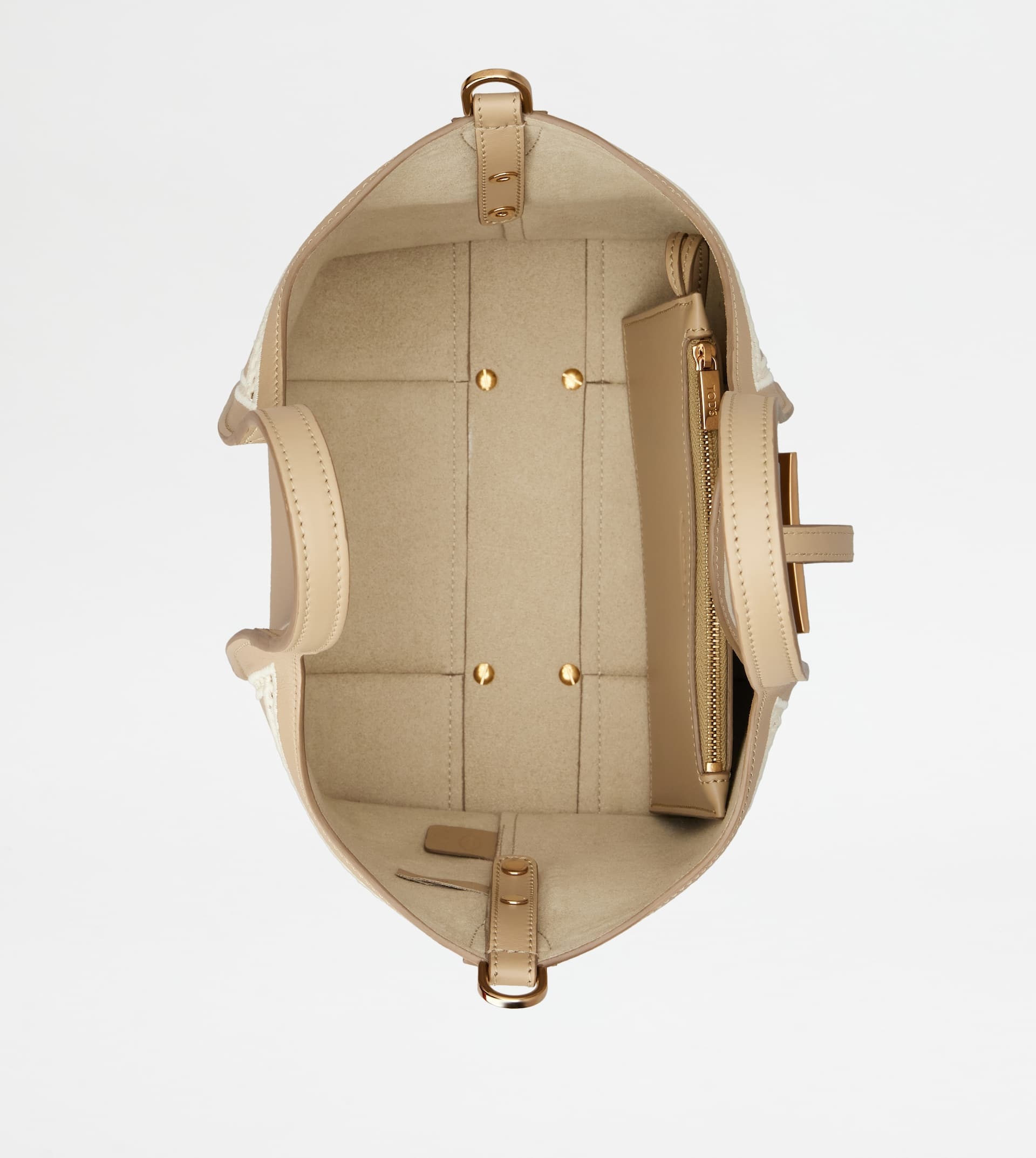 T TIMELESS SHOPPING BAG IN LEATHER MINI - BEIGE, WHITE - 5