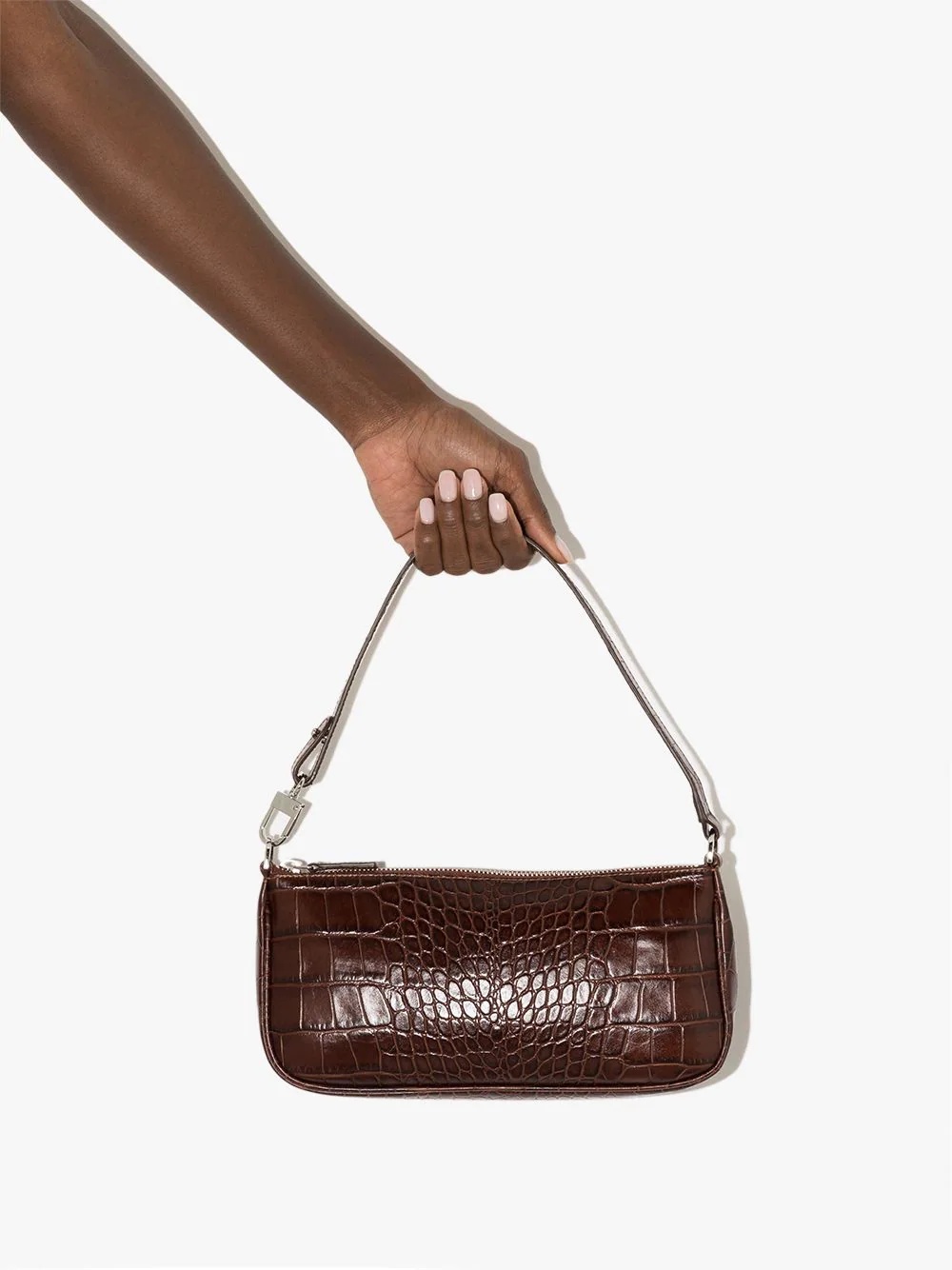 crocodile-embossed shoulder bag - 4