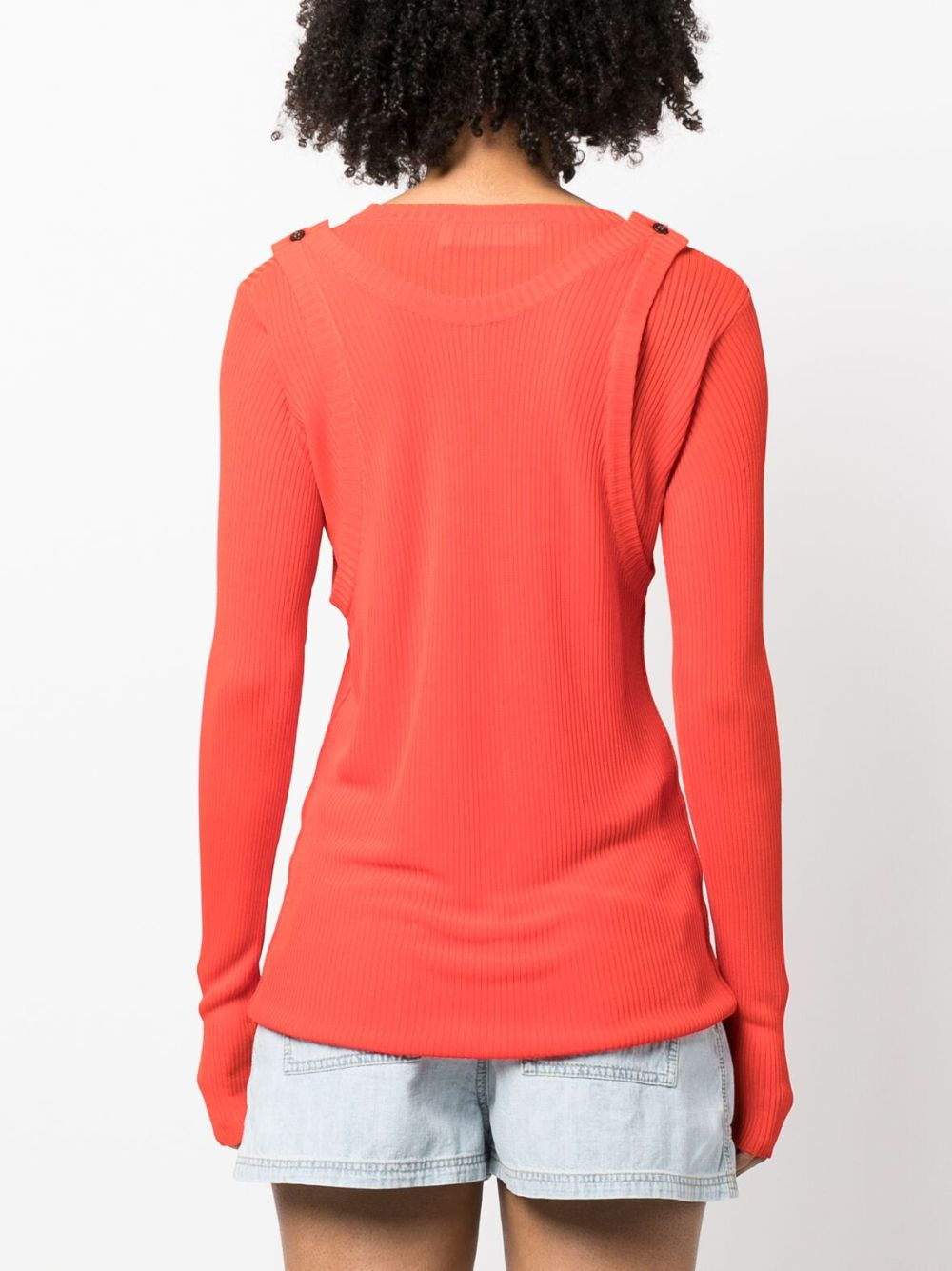 layered-effect ribbed-knit jumper - 4