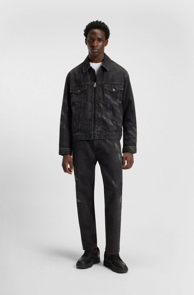 HUGO HUGO X RB LASERED-PATTERN JACKET IN BLACK DENIM outlook