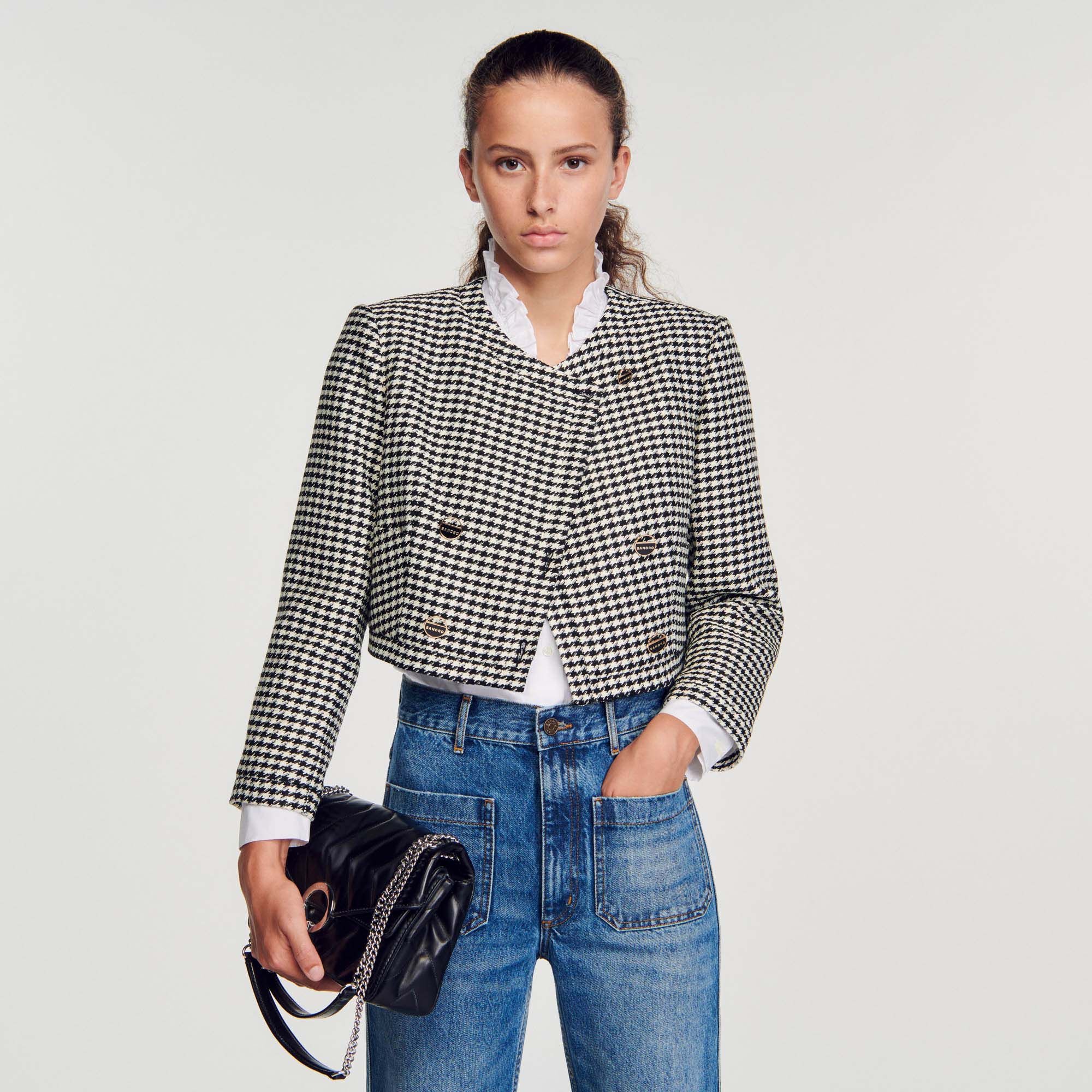 CROPPED HOUNDSTOOTH JACKET - 5