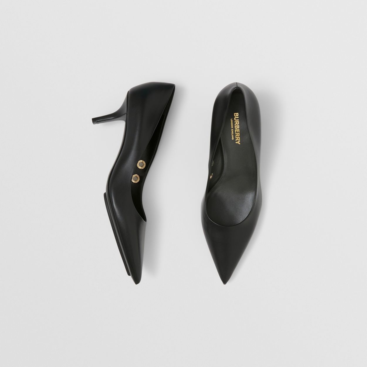 Eyelet Detail Leather Point-toe Pumps - 6