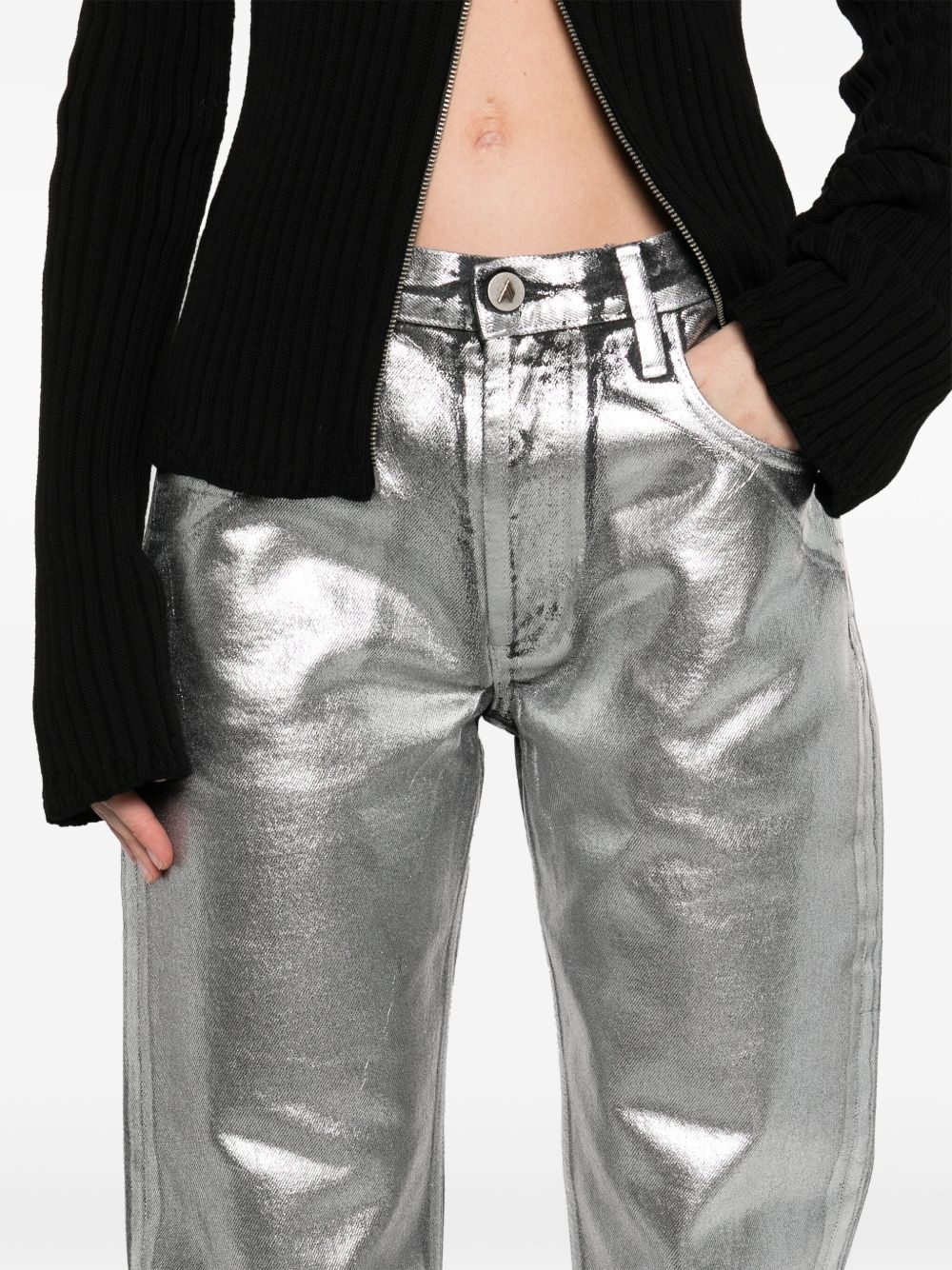 metallic-finish jeans - 5