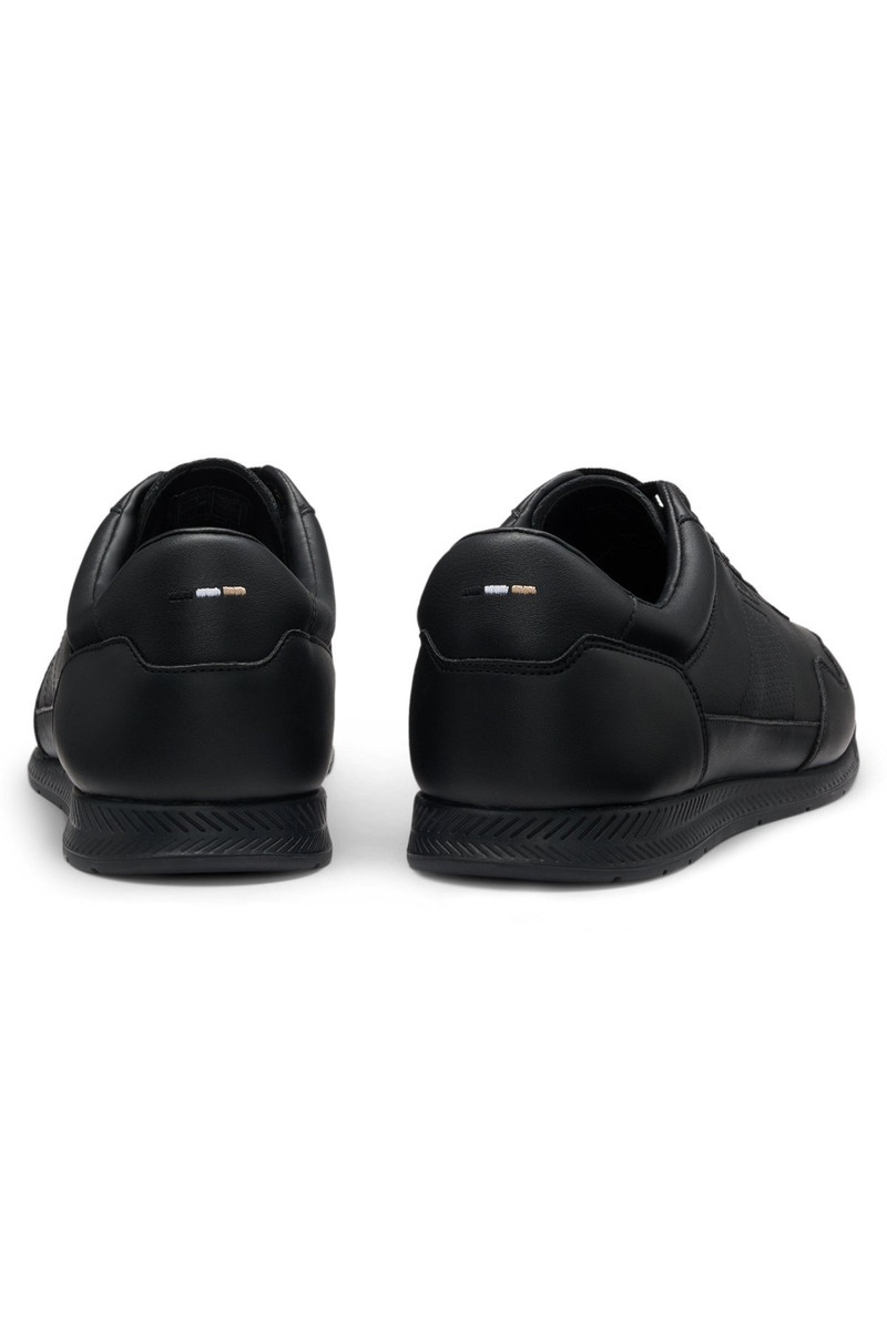 BOSS LEATHER TRAINERS WITH GOLD-TONE LOGO outlook