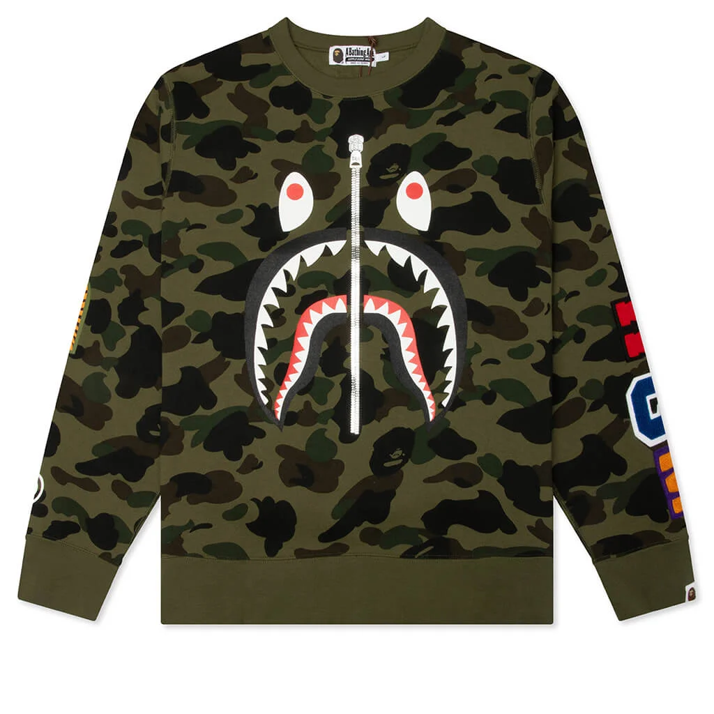 1ST CAMO SHARK CREWNECK SWEATSHIRT - GREEN - 1