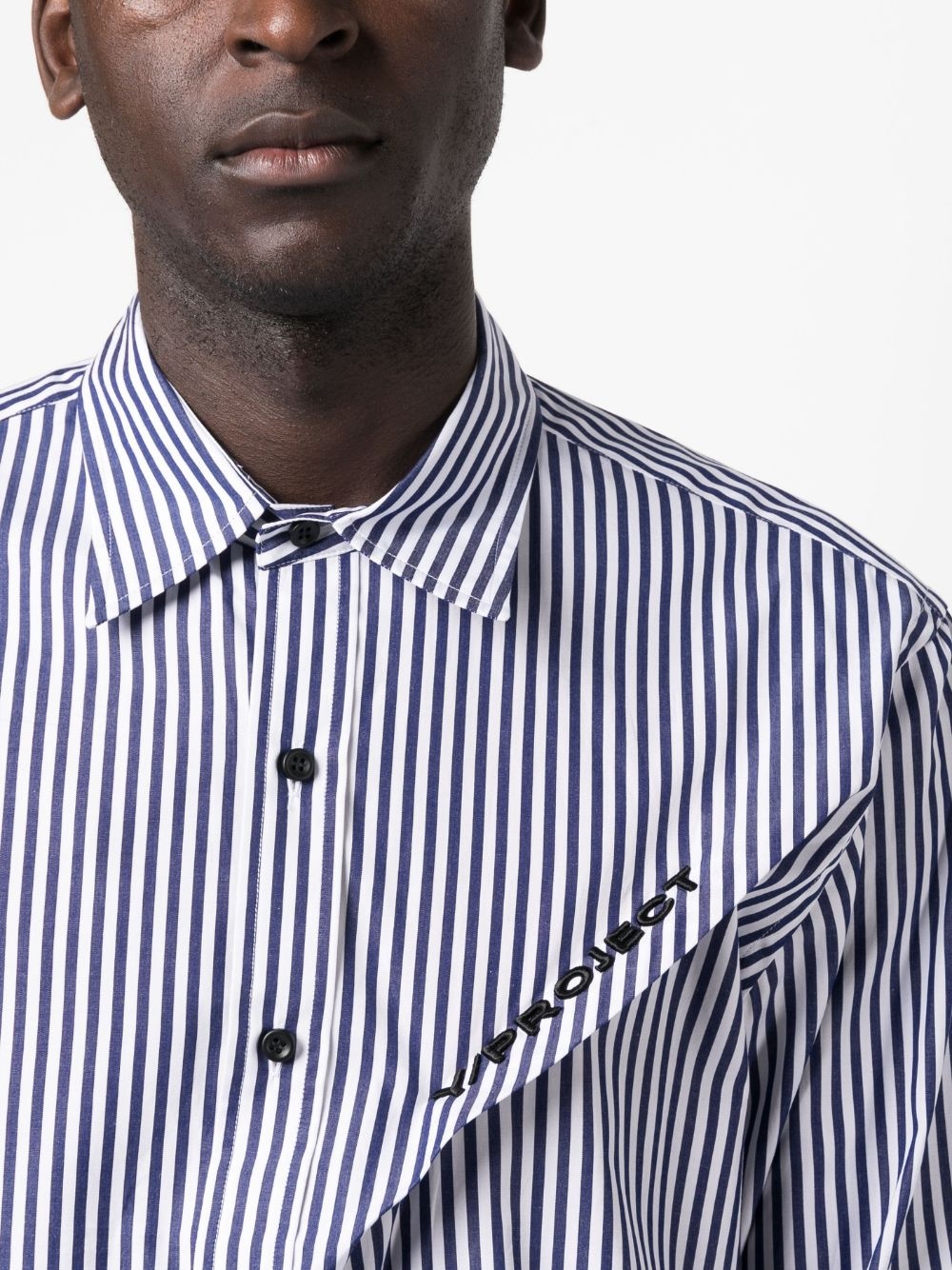 logo-embroidered striped shirt - 5