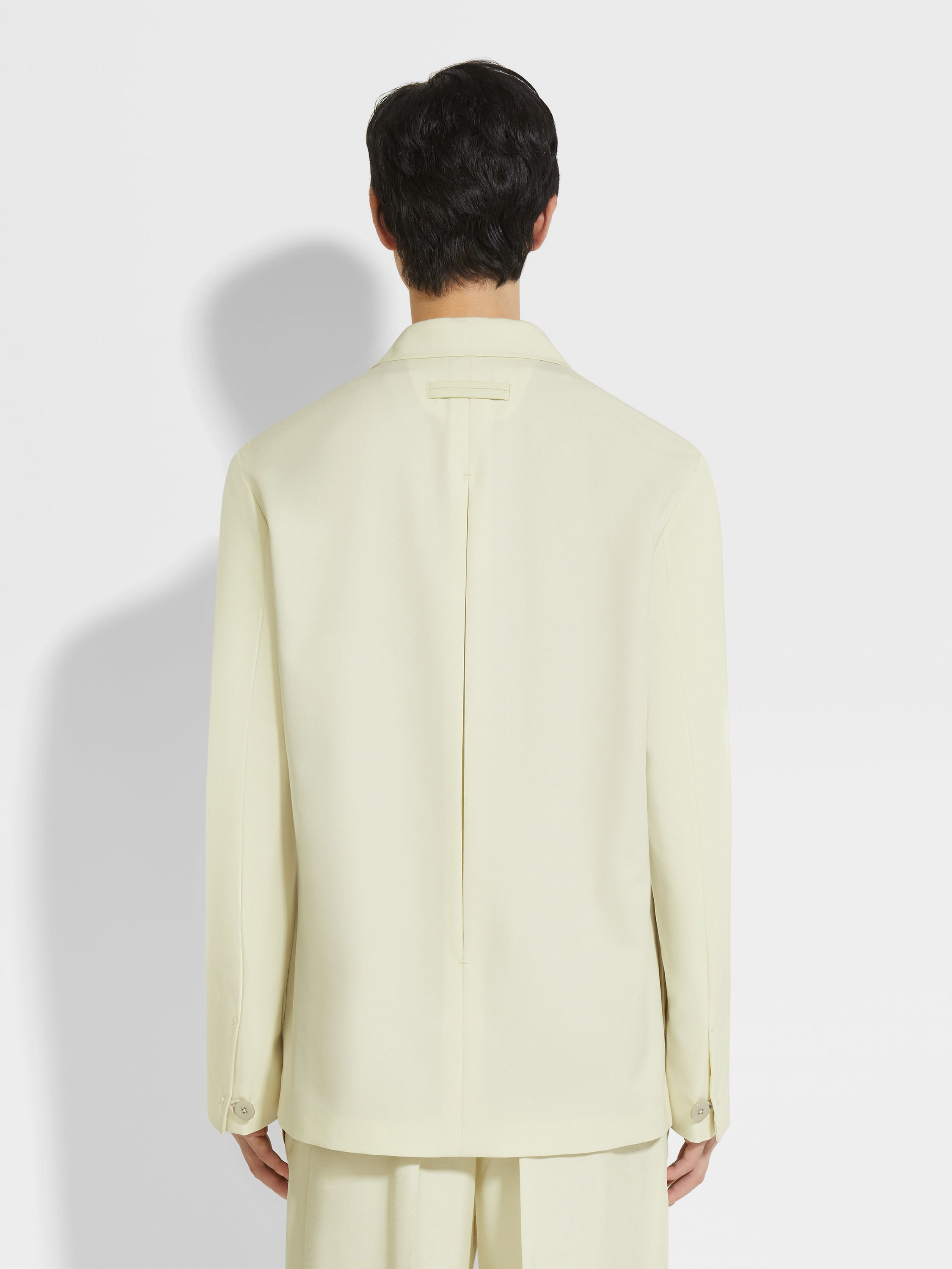 LIGHT YELLOW SILK AND WOOL JACKET - 5