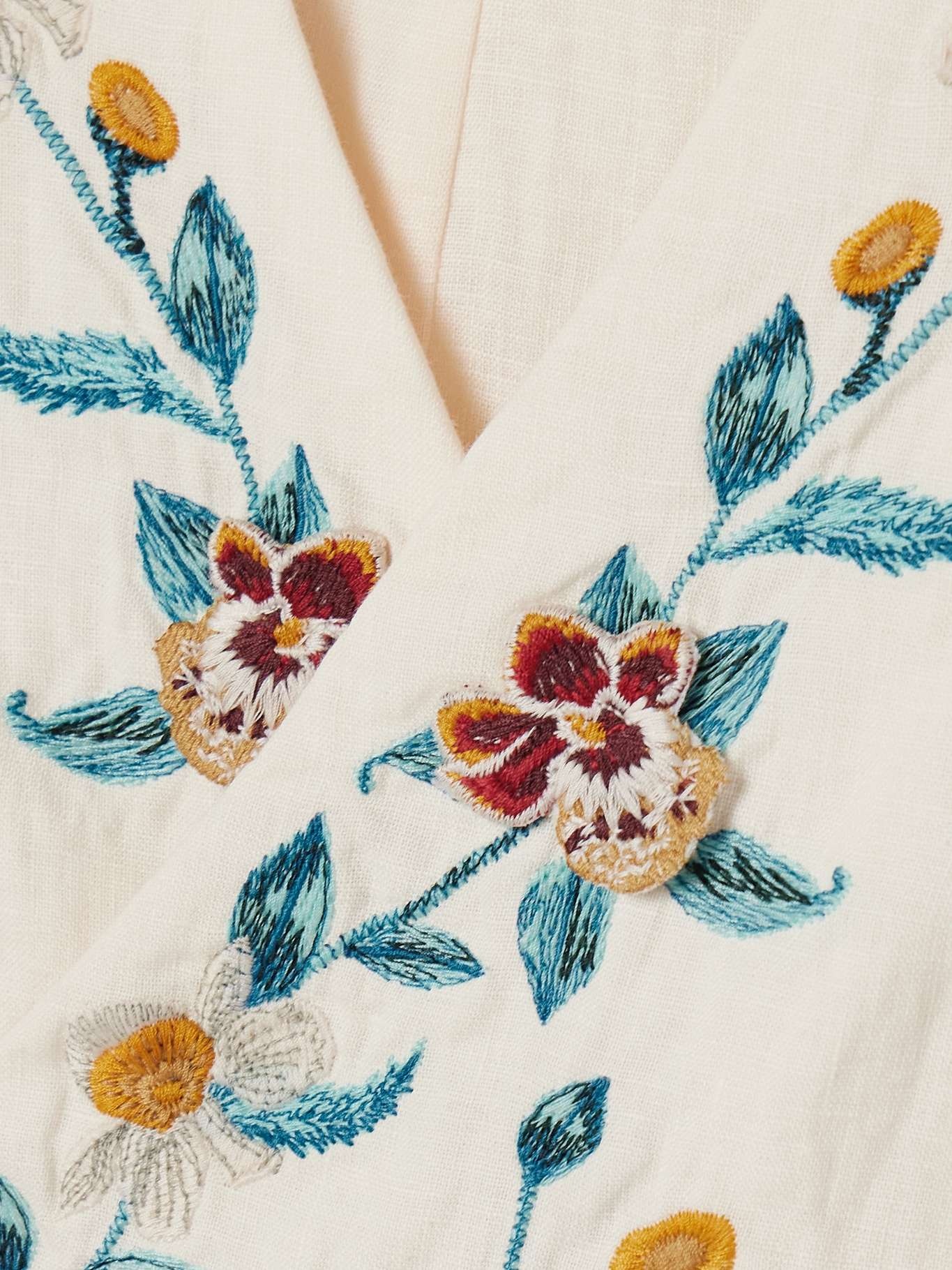 Bella Florero appliquéd embroidered linen wrap vest - 4