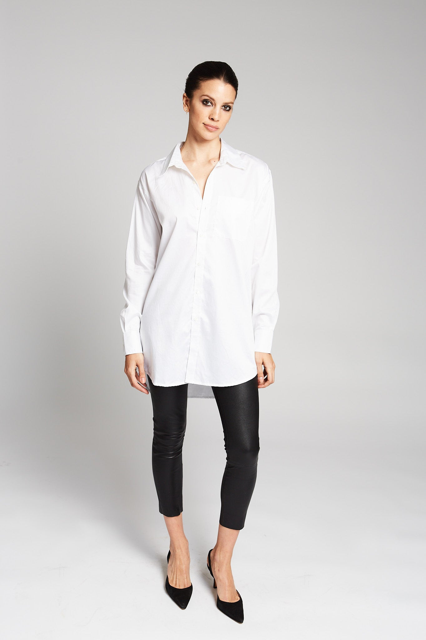 WHITE POPLIN SHIRT WITH POCKET - 8