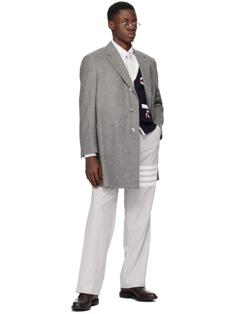 Thom Browne Gray 4-Bar Coat outlook