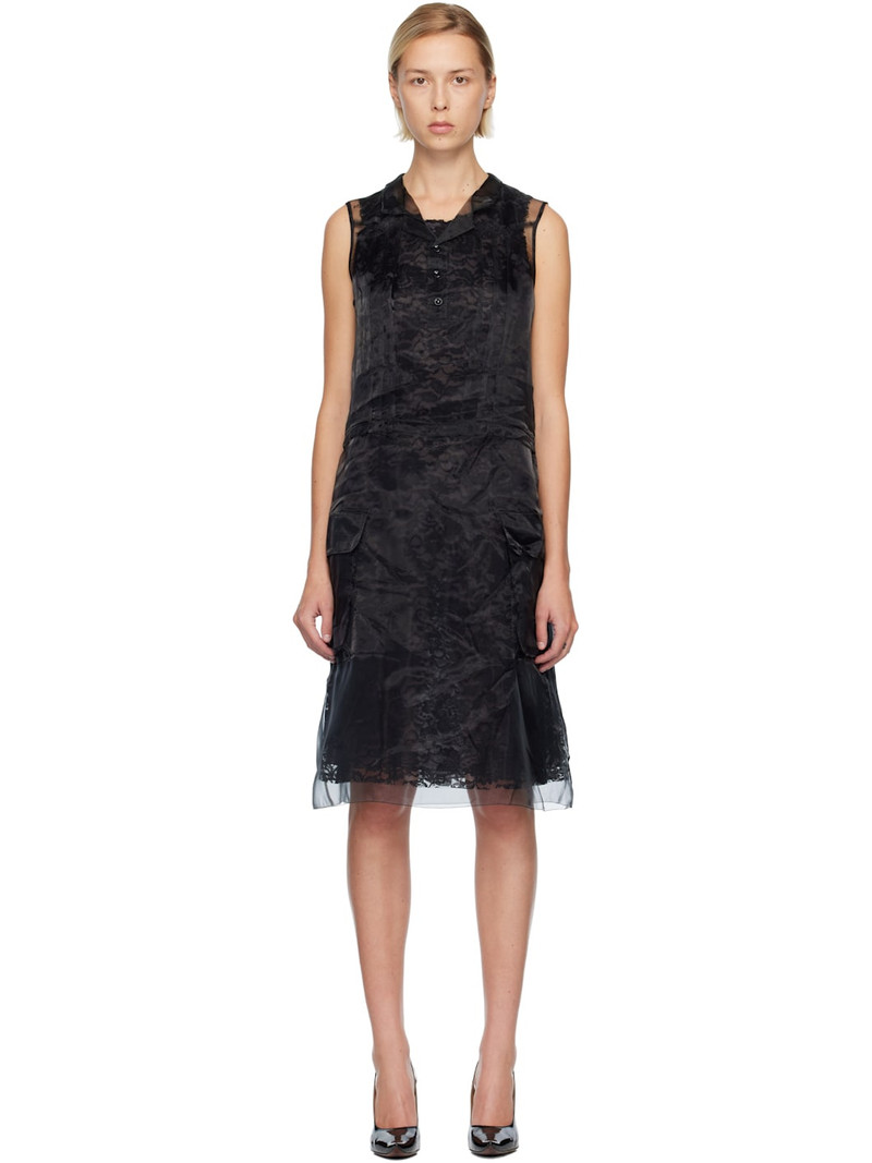 Black Sheer Tea Midi Dress 1