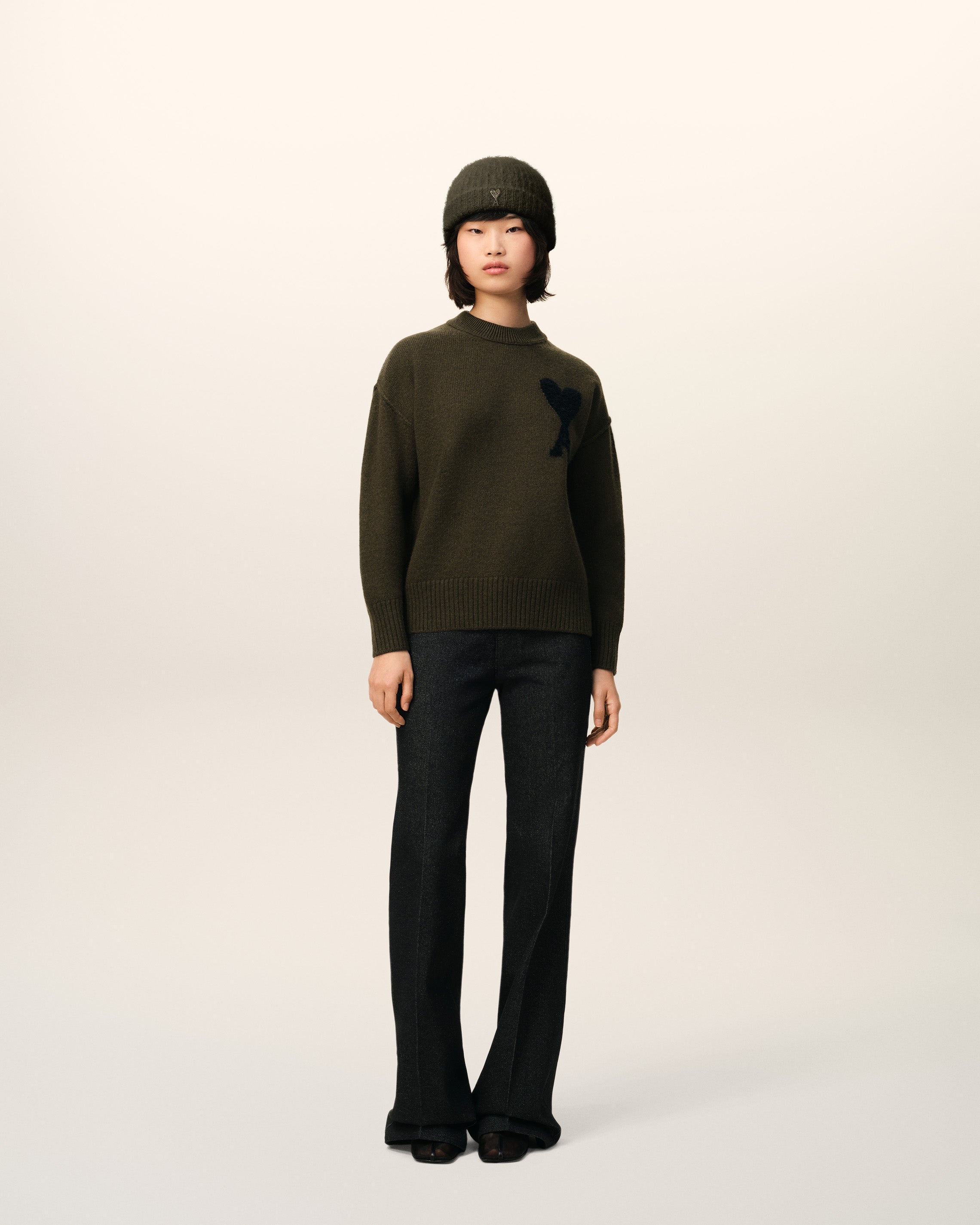 KHAKI WOOL AMI DE COEUR SWEATER - 3
