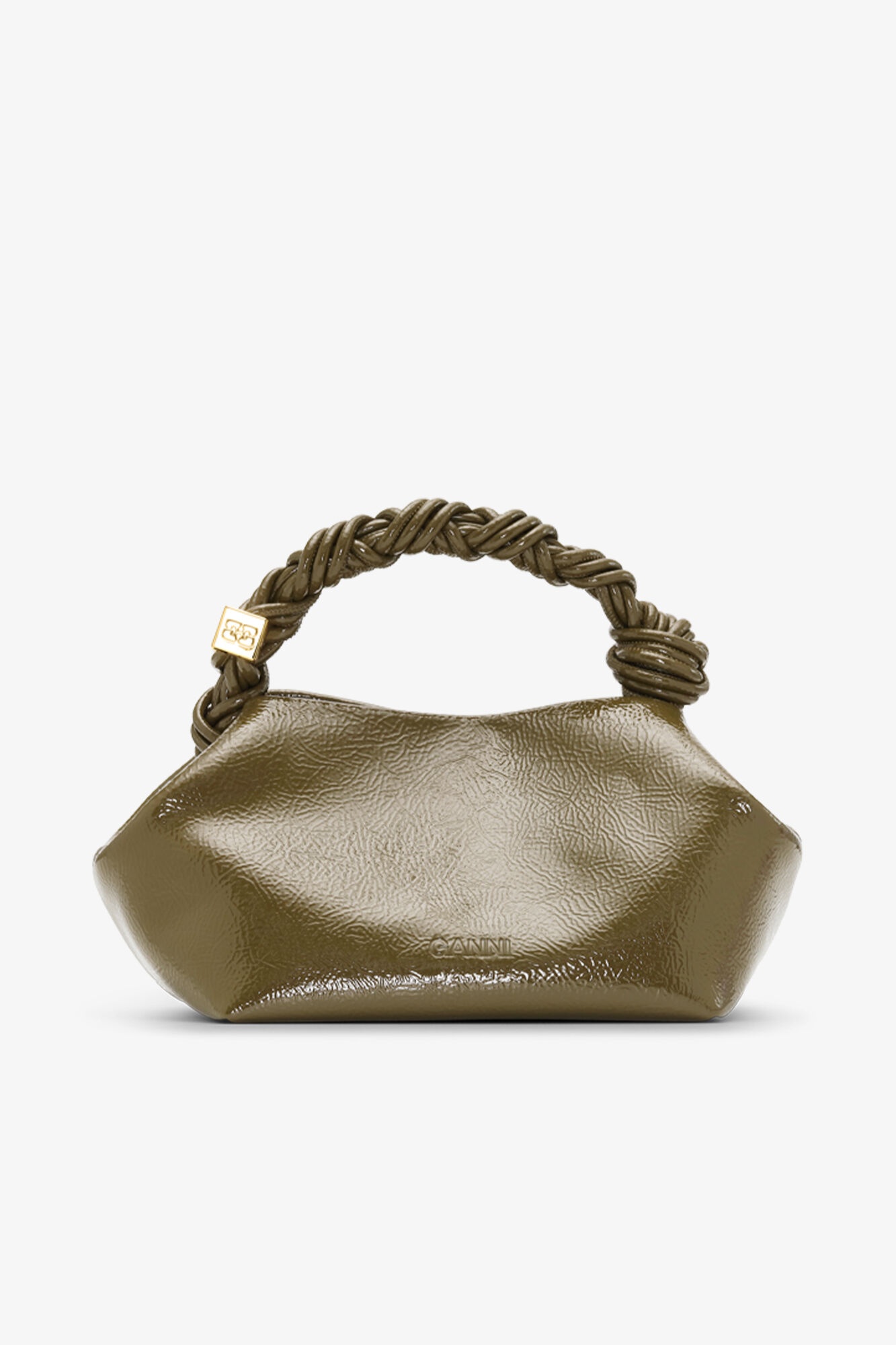 OLIVE GREEN PATENT SMALL GANNI BOU BAG - 3