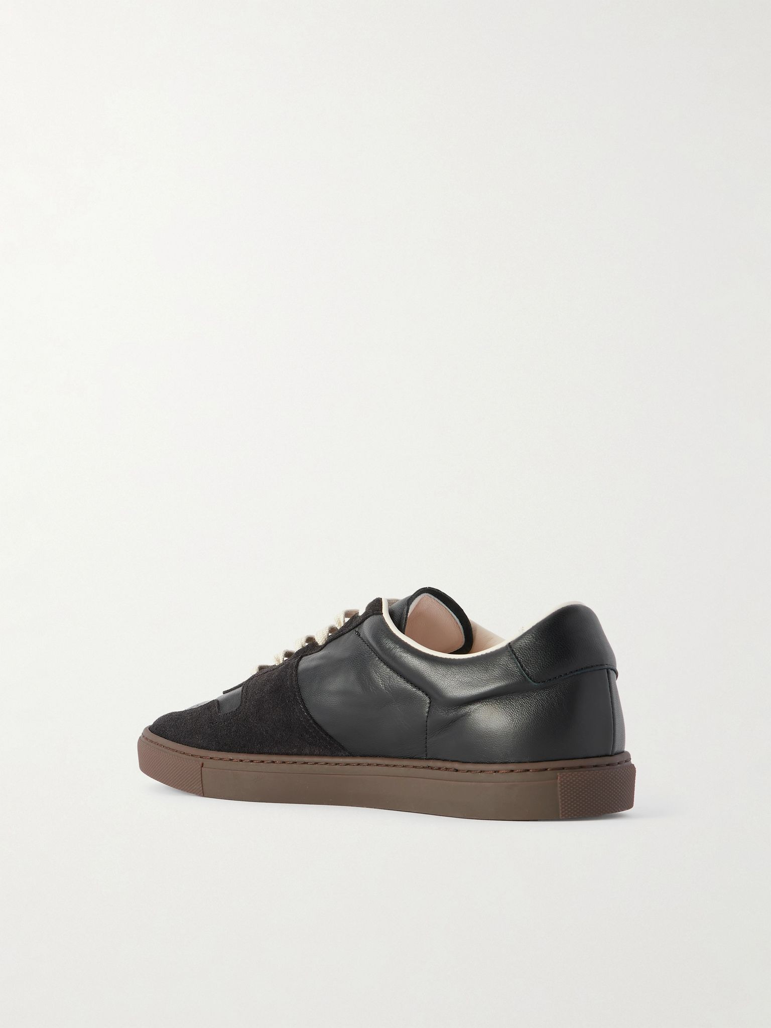 Bball Suede-Trimmed Leather Sneakers Black - 4