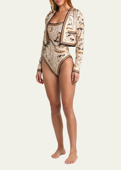 L'AGENCE Adaline Paisley Swim Cardigan outlook