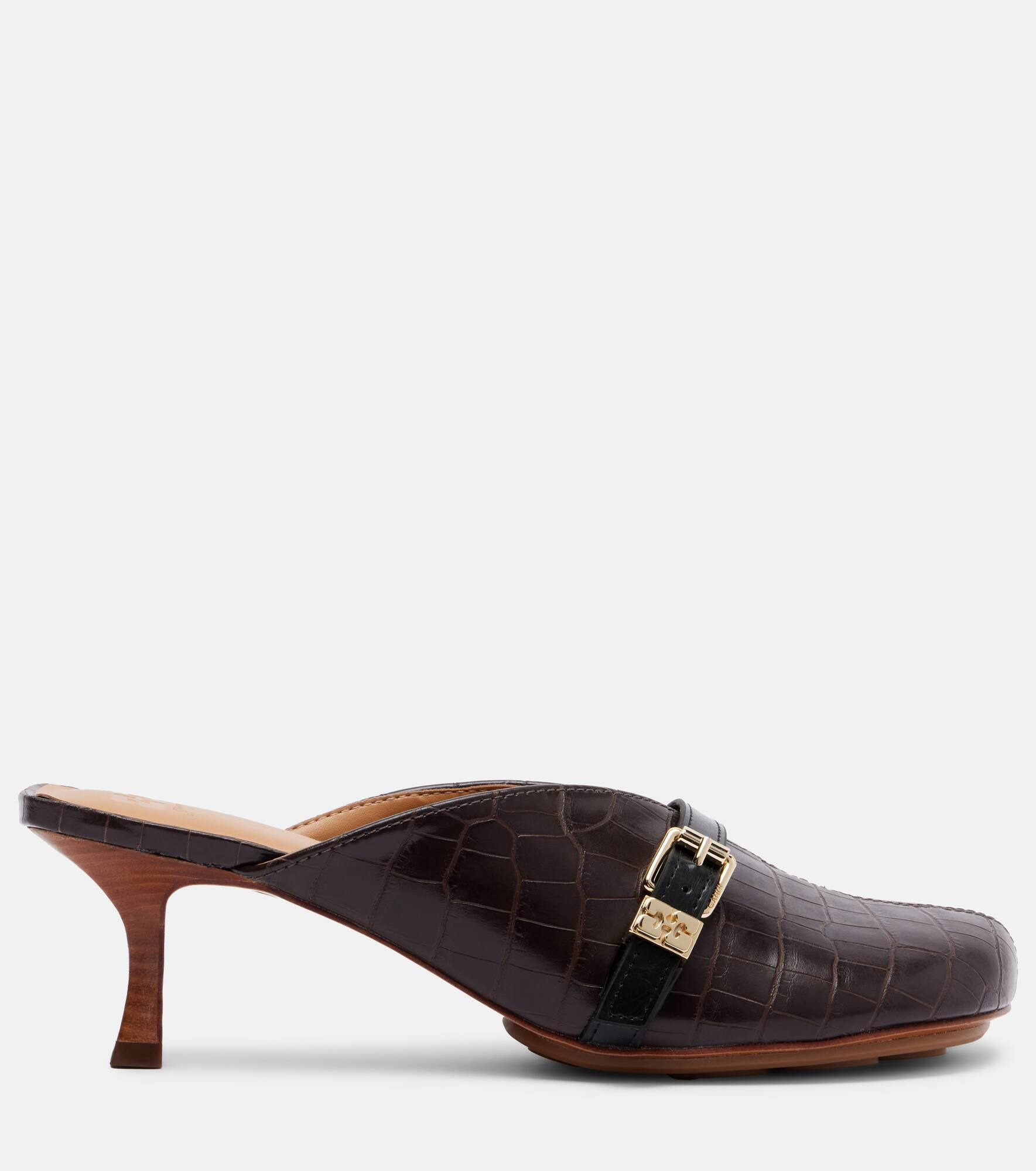 40 crocodile-effect leather mules - 4