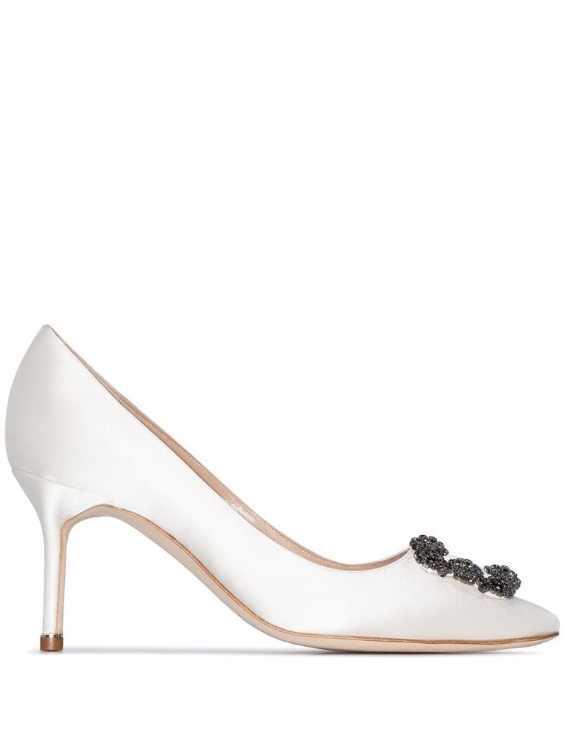 Hangisi 70mm crystal-embellished satin pumps - 1