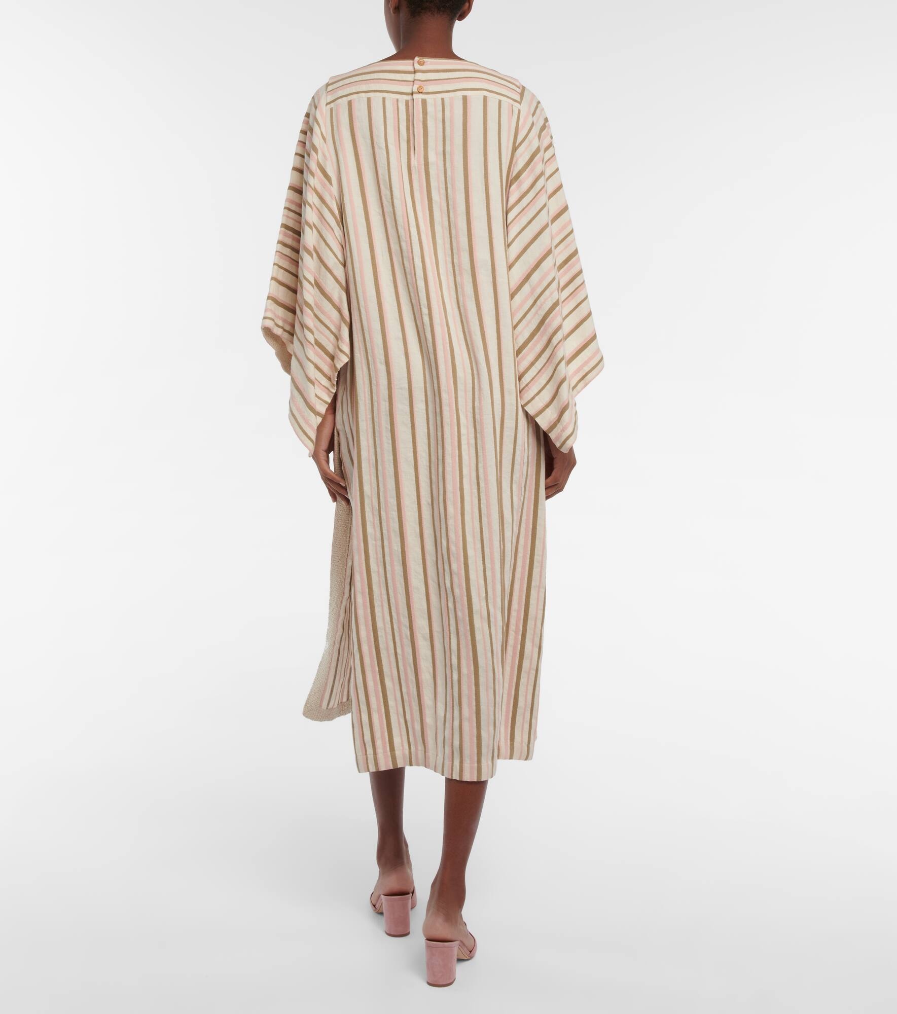 Striped linen-blend midi dress - 3
