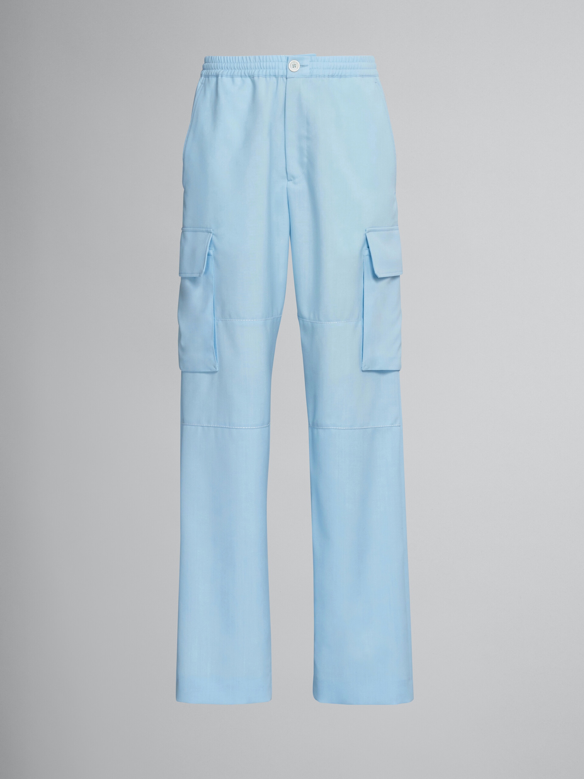 LIGHT BLUE TROPICAL WOOL CARGO PANTS - 1