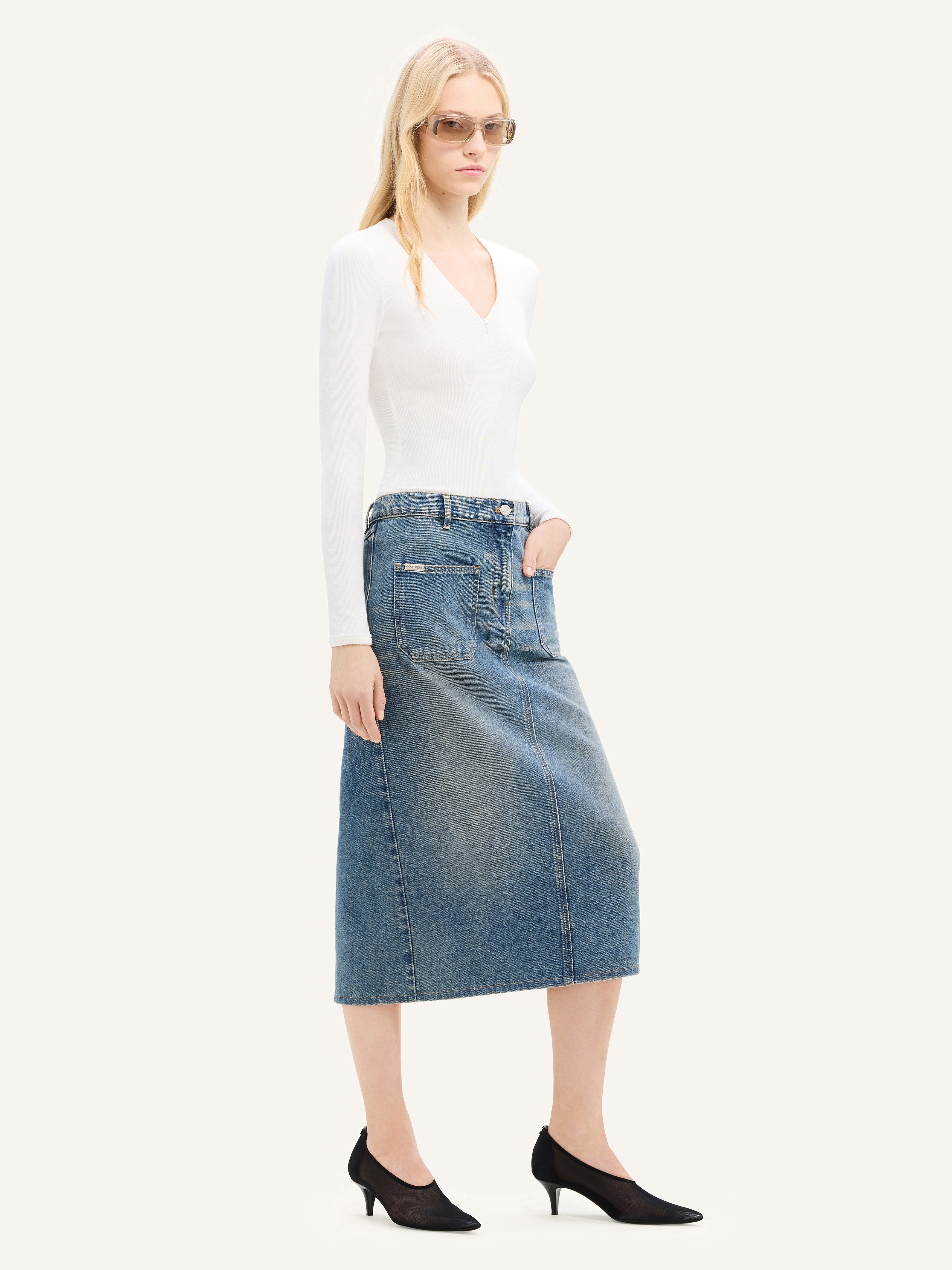 2-POCKET DENIM SKIRT - 3
