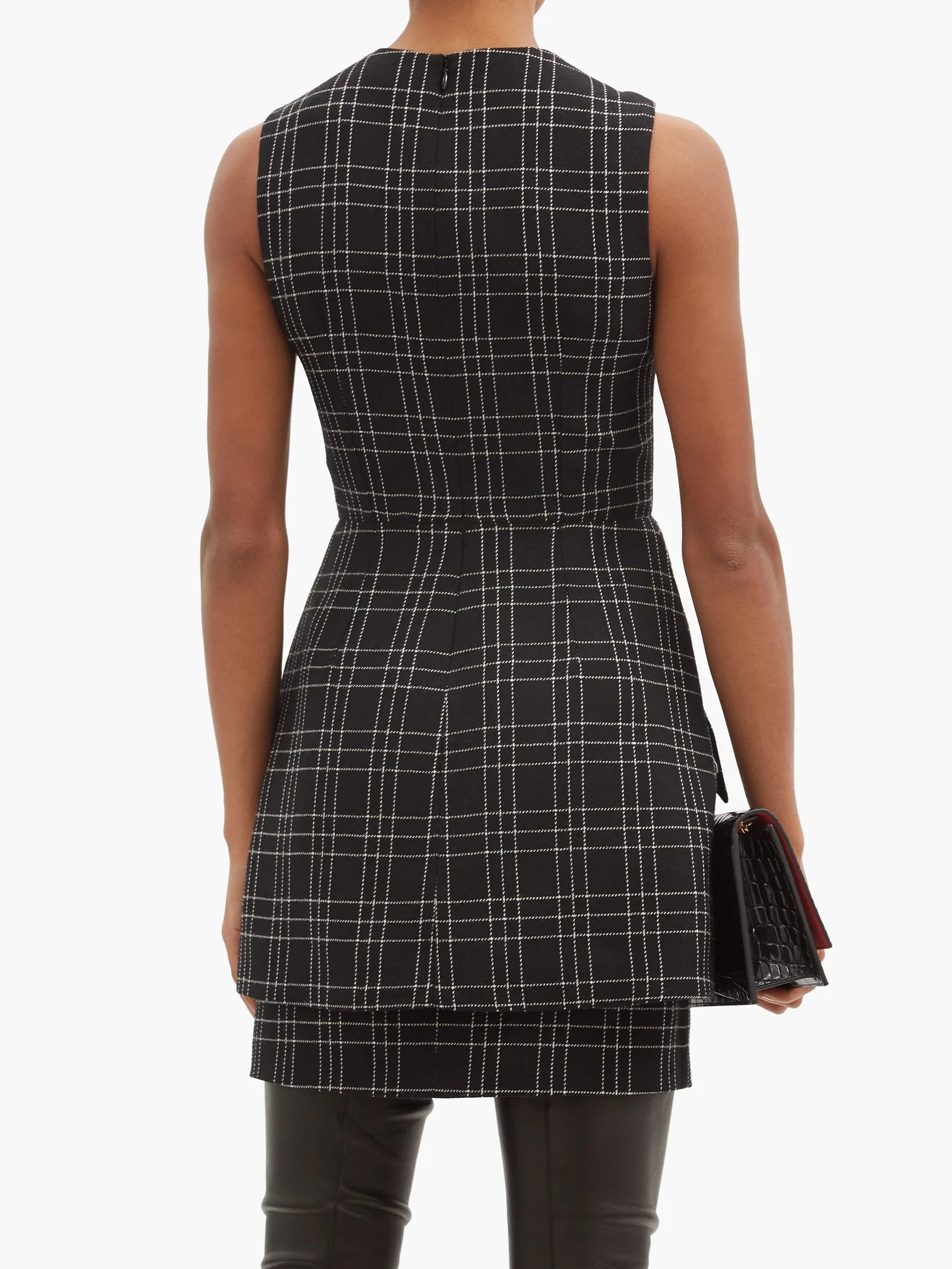 Checked virgin-wool mini dress - 5