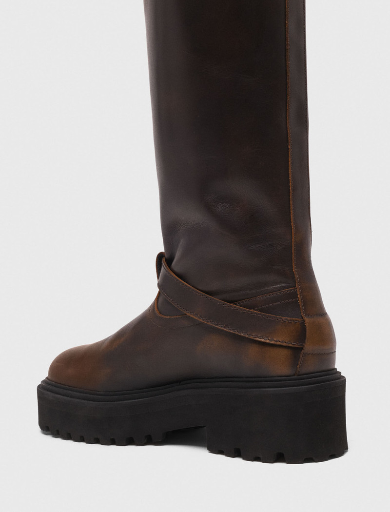 Leather biker boots 6