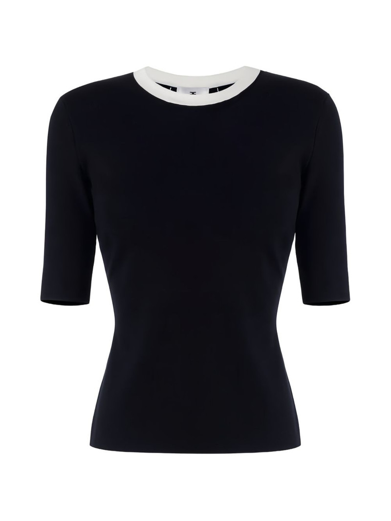 crew-neck tie-fastening top 1