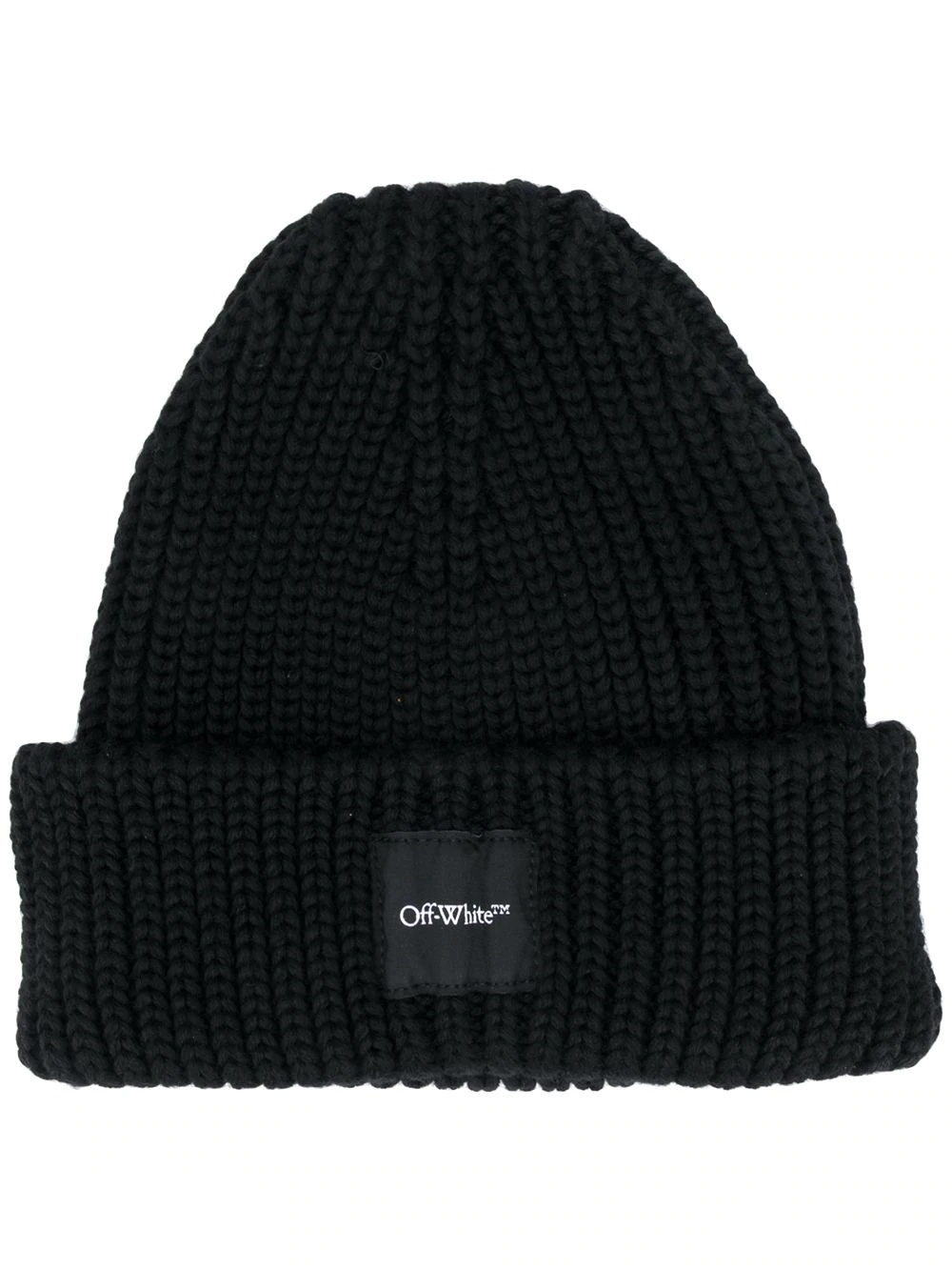 logo patch ribbed beanie - 1