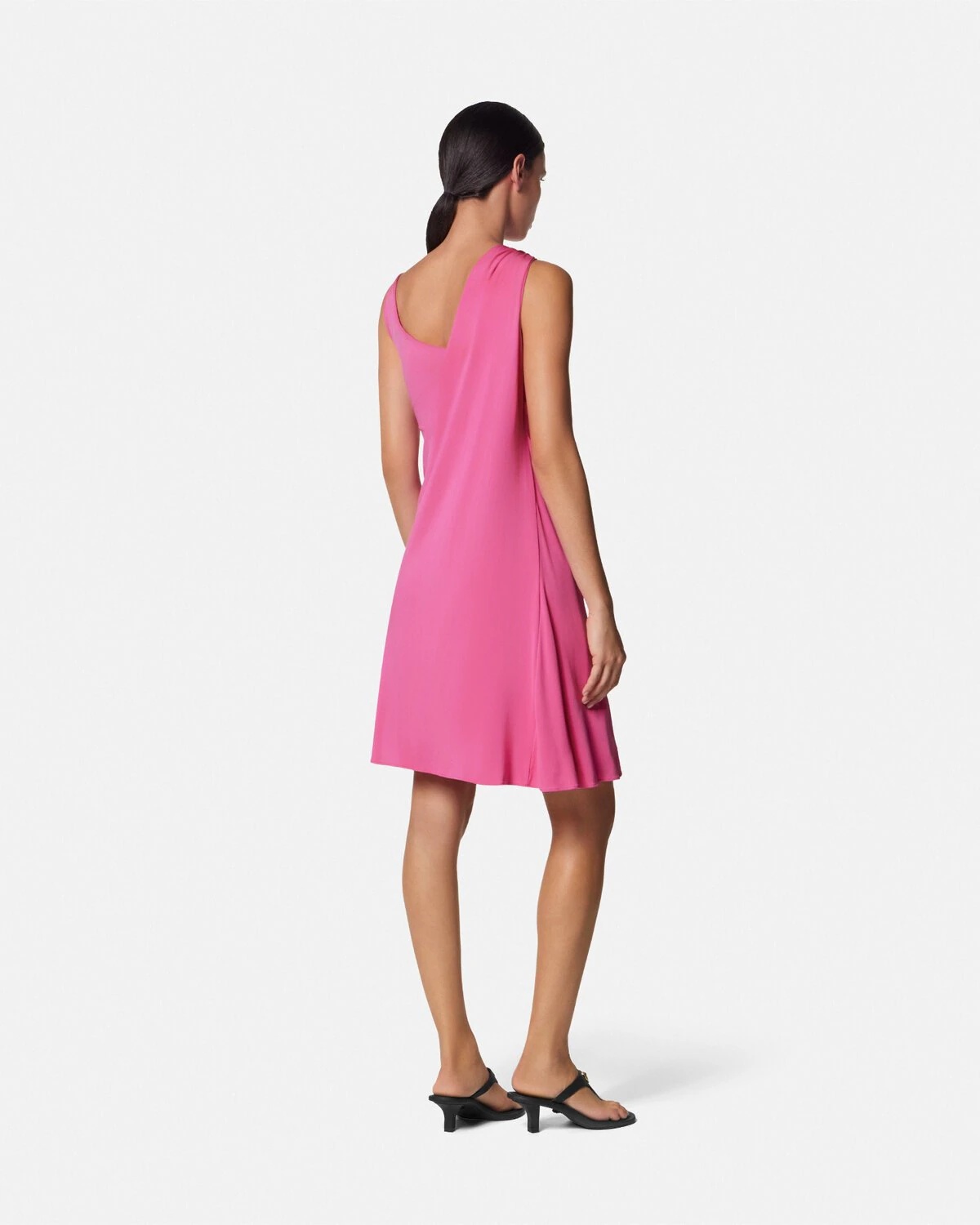 Safety Pin Draped Flared Mini Dress - 5
