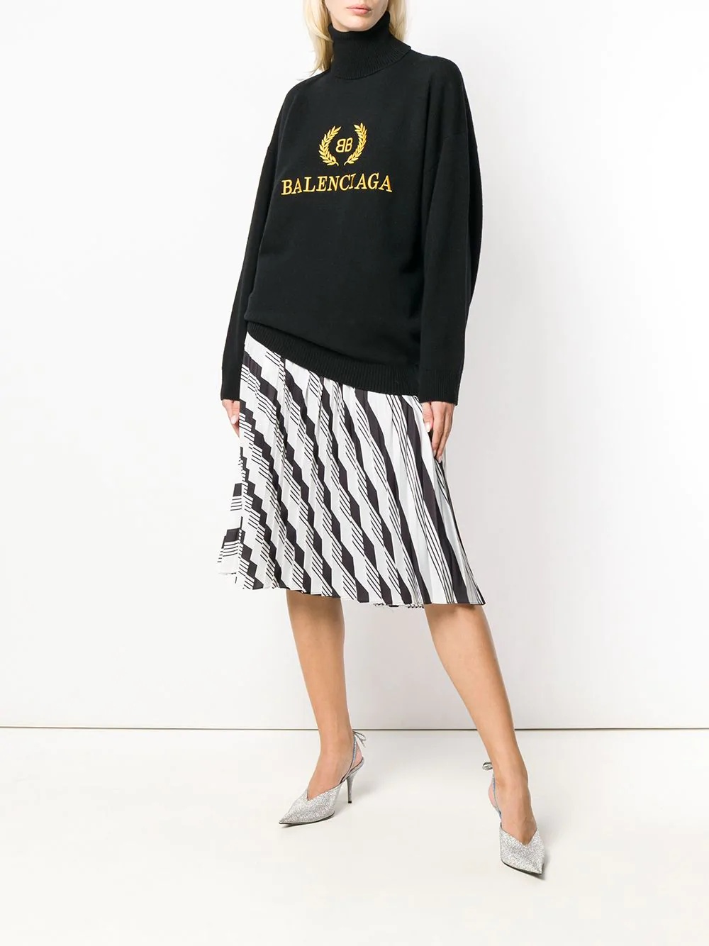 logo embroidered turtleneck sweater - 2