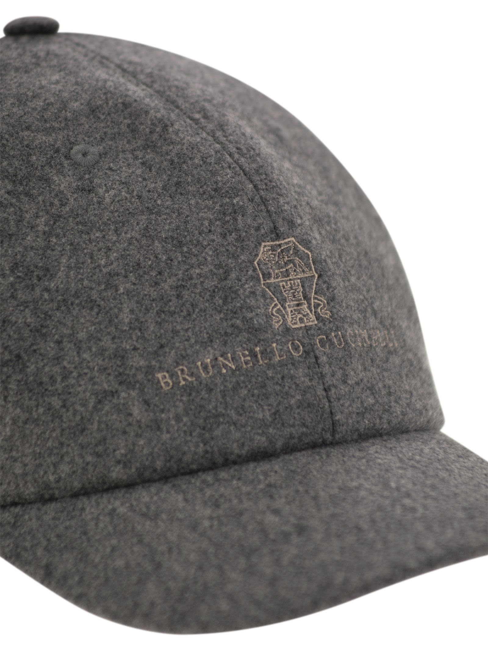 Brunello Cucinelli Men Virgin Wool Flannel Baseball Cap With Embroidery - 4