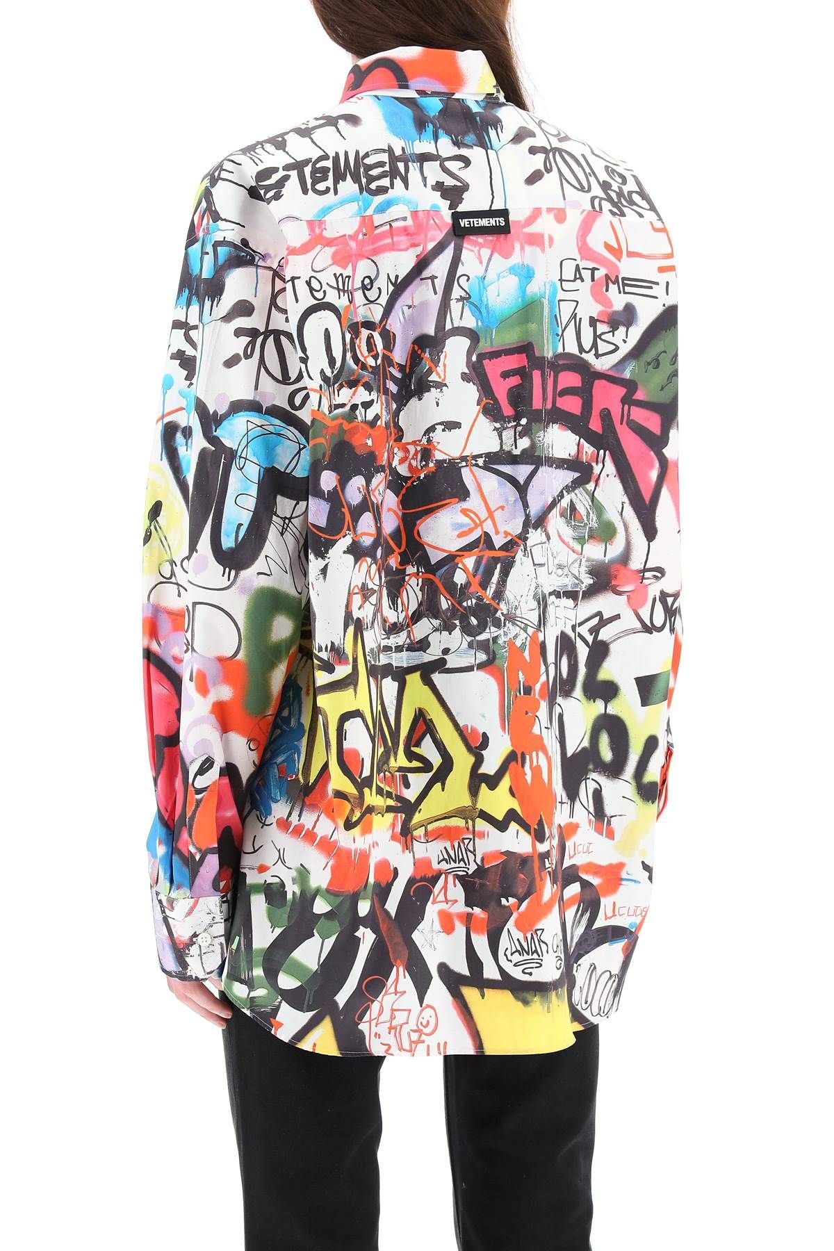 GRAFFITI PRINT OVERSIZED SHIRT - 4