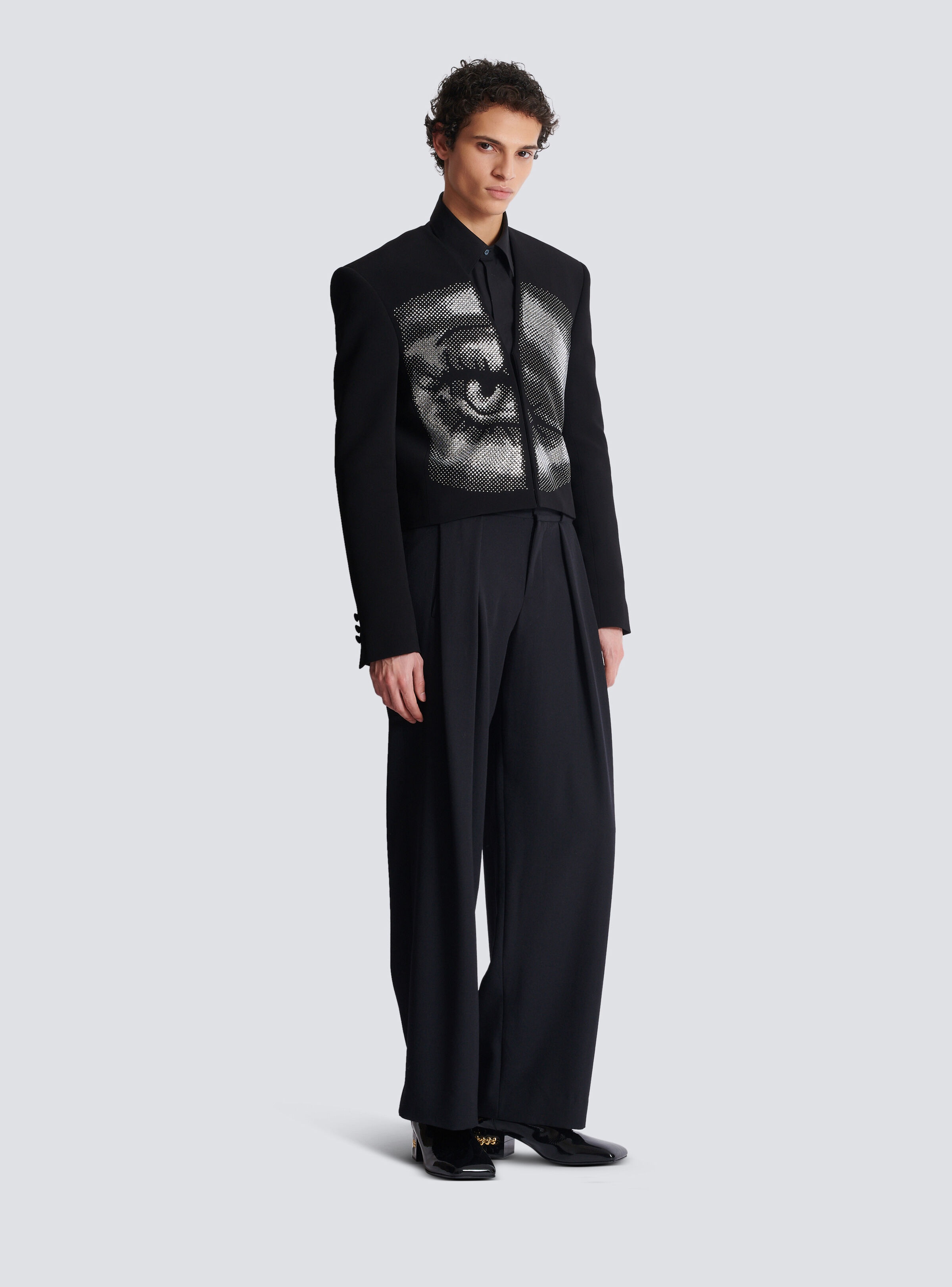 Cropped crepe jacket with crystals in an Eye motif - 3
