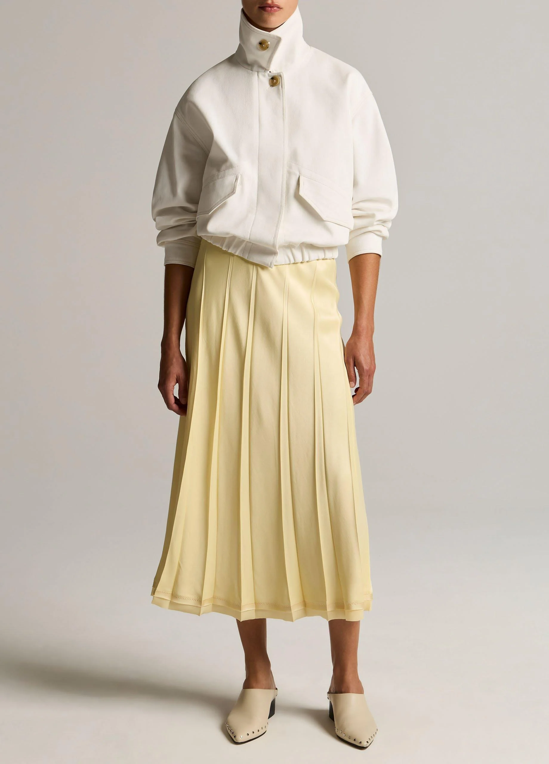 Raw-Edge Satin Skirt - 1