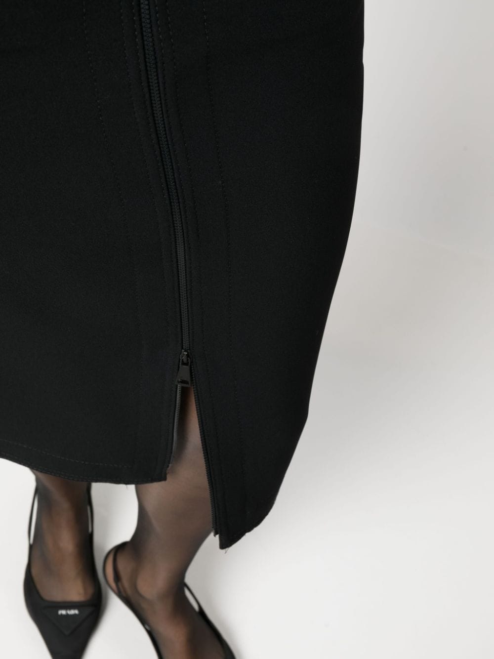 mid-rise zip-up midi skirt - 5