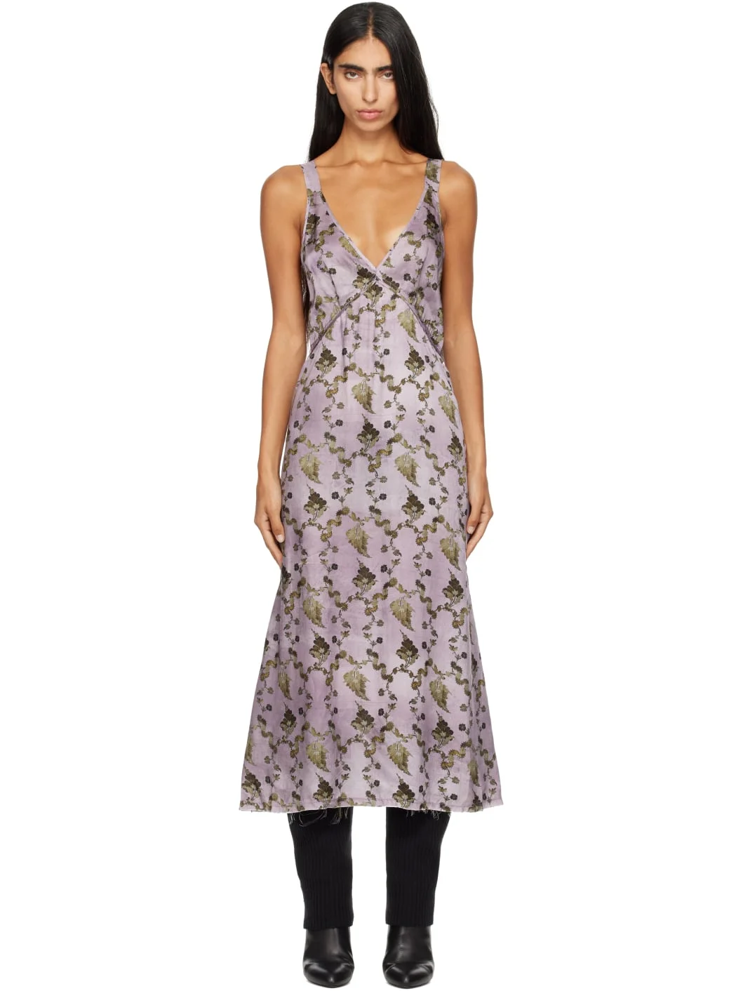 Purple Grunge Slip Midi Dress - 1