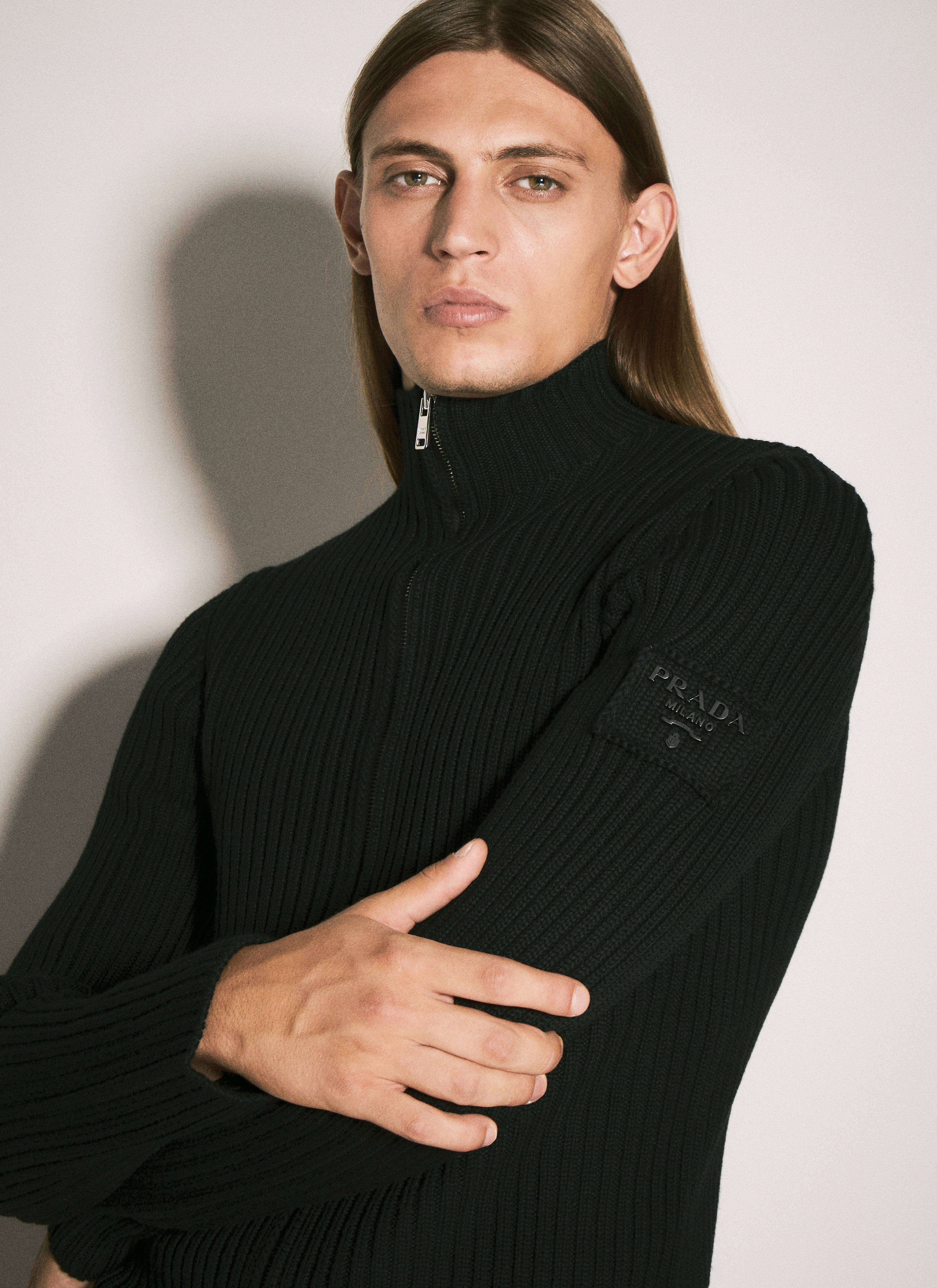 Prada Men Ribbed Wool Zip-Up Cardigan - 3