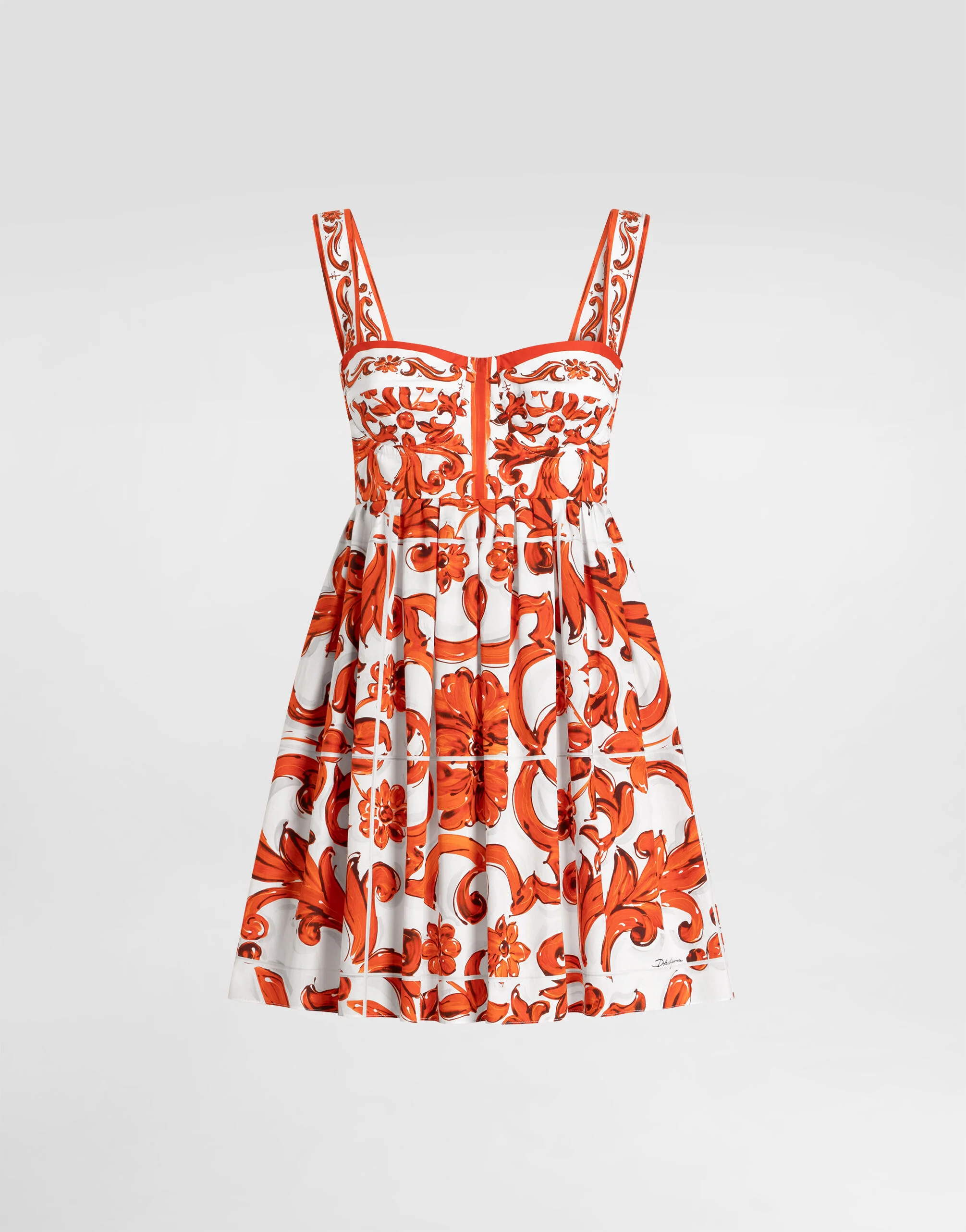 Majolica-print poplin short dress - 1