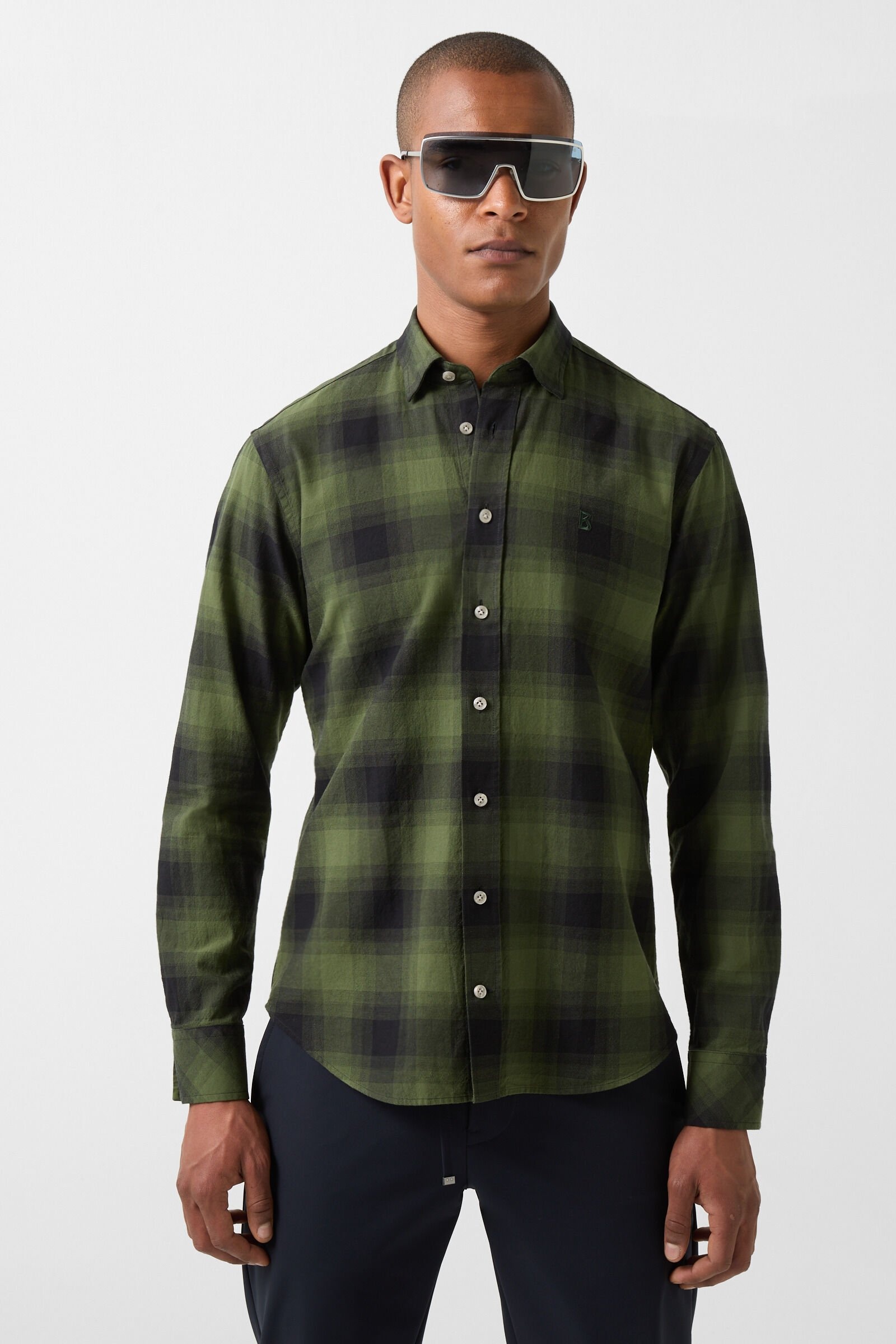 Timi Shirt in Olive green/Black - 2