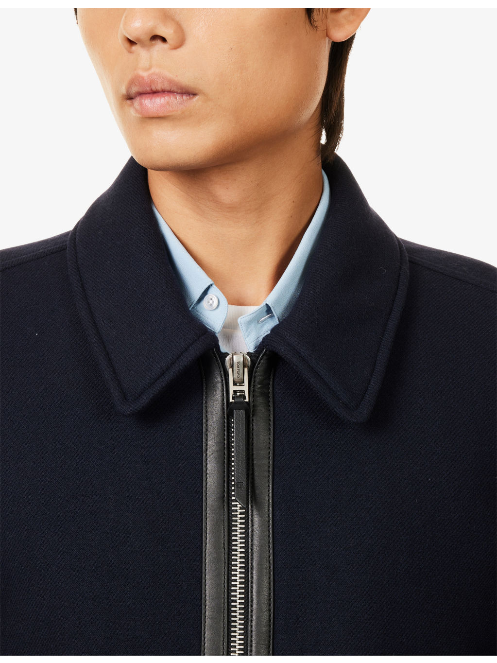 Pointed-Collar Double-Face Twill Wool Jacket - 5