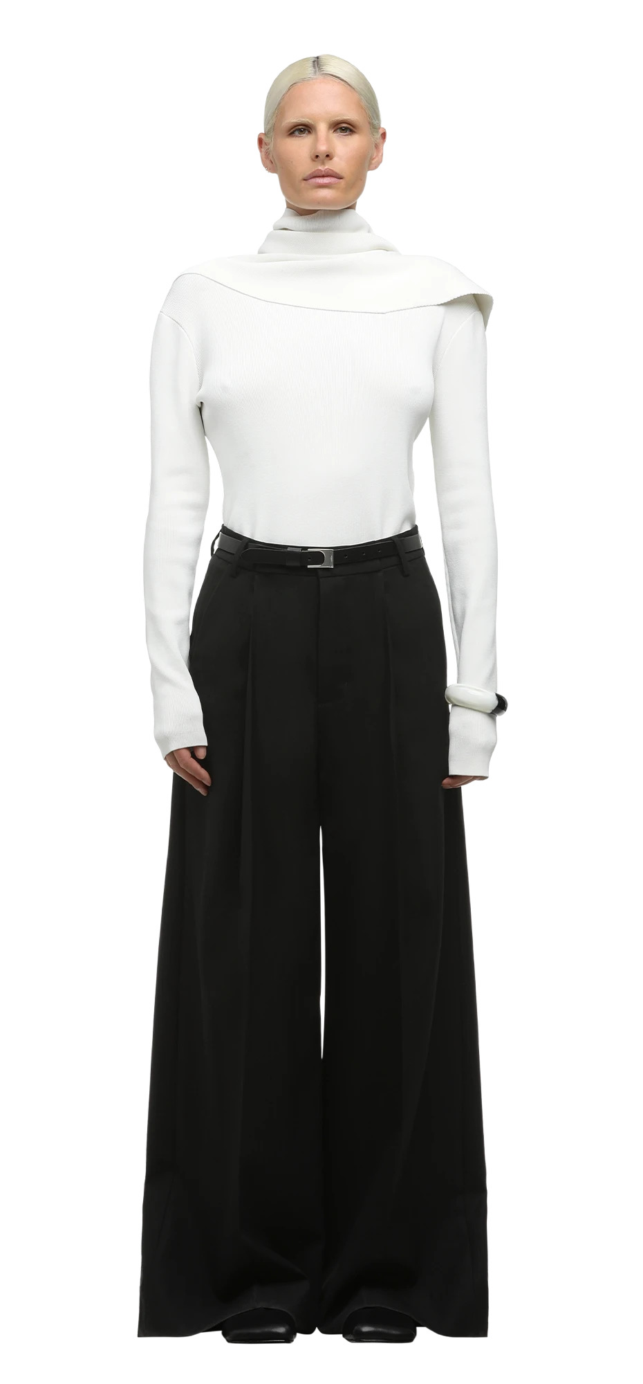 WIDE PLEATED TROUSER BLACK - 3