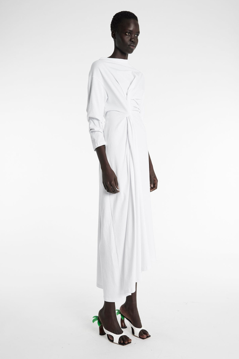 KNOTTED JERSEY DRESS WHITE 2